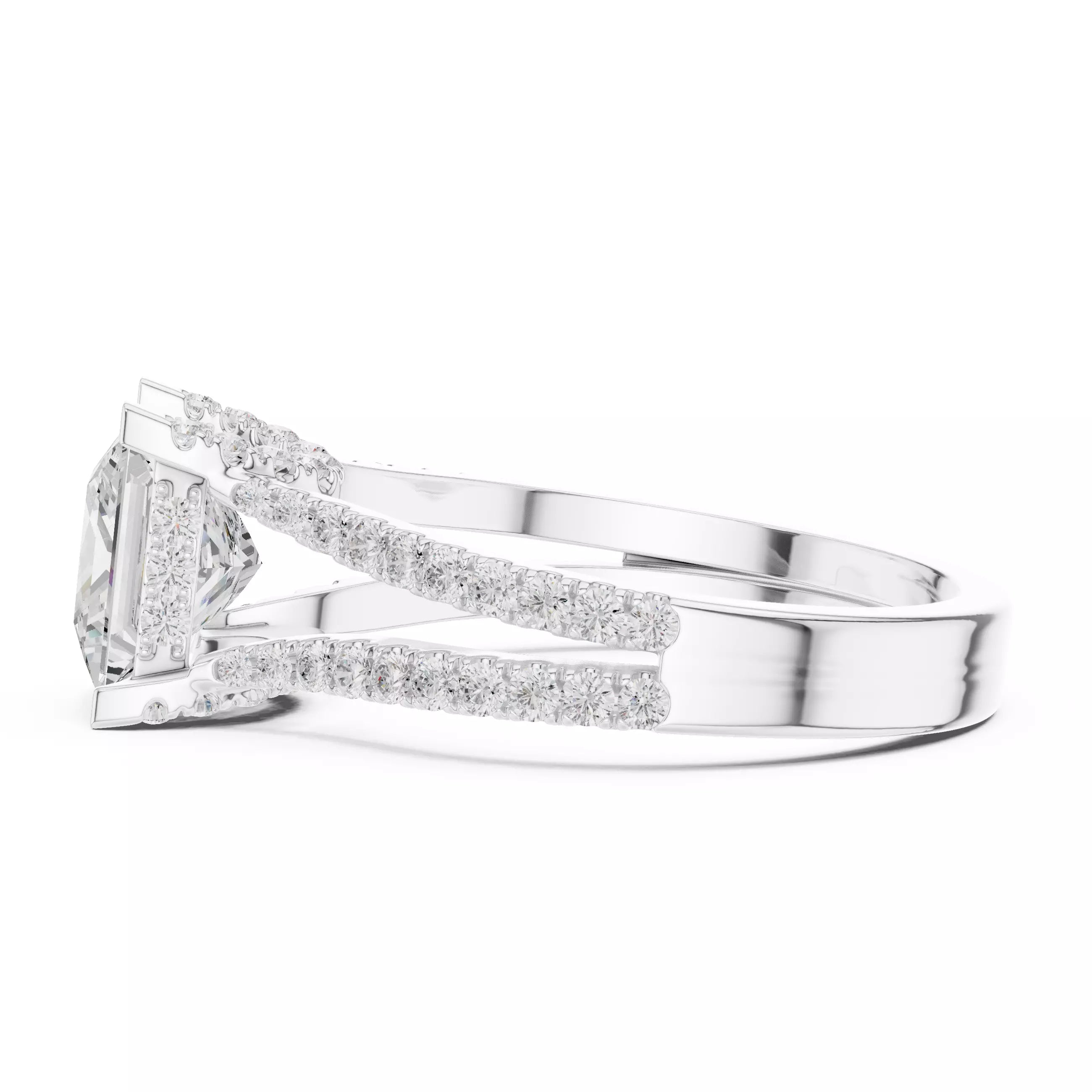 Pavé Split Shank Ring - Princess