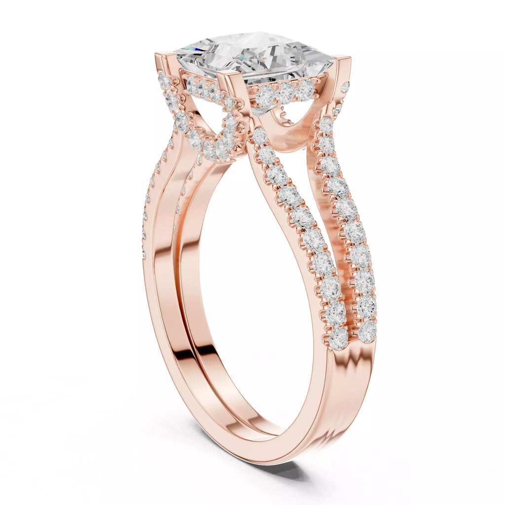 Pavé Split Shank Ring - Princess