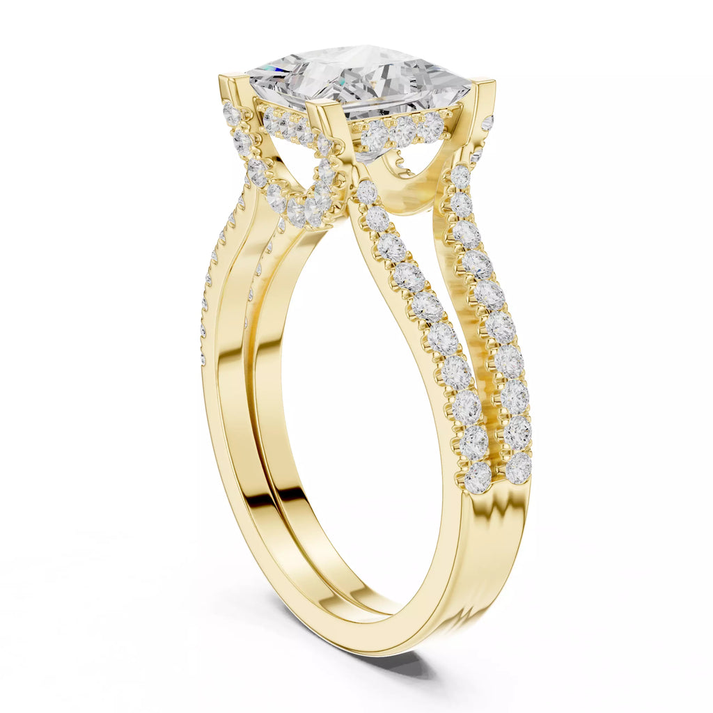 Pavé Split Shank Ring - Princess