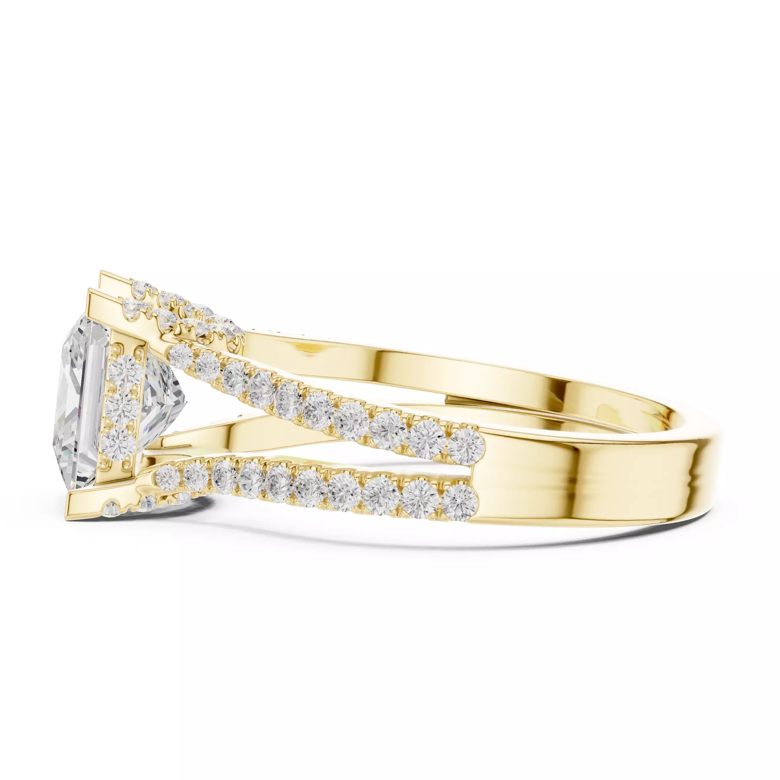 Pavé Split Shank Ring - Princess
