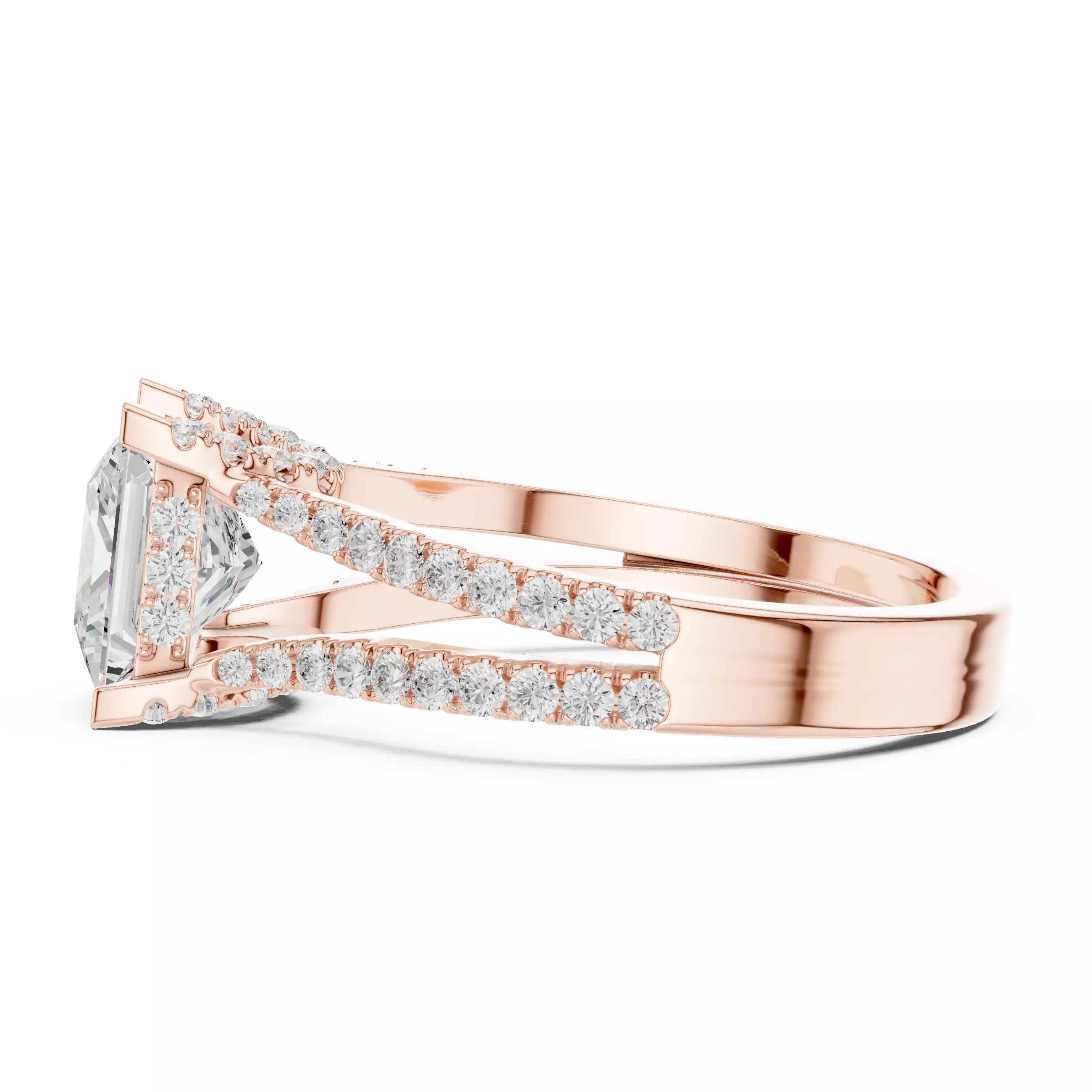 Pavé Split Shank Ring - Princess