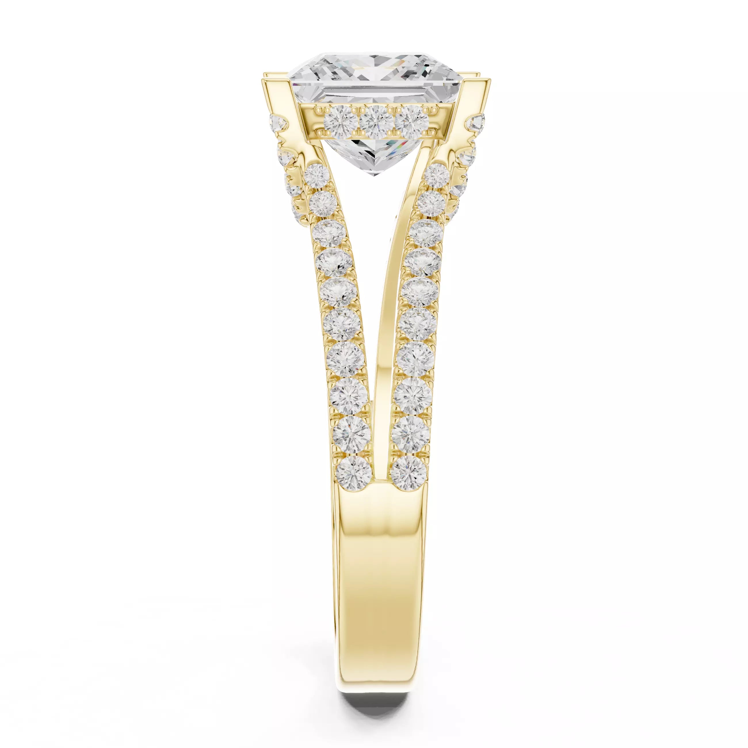 Pavé Split Shank Ring - Princess