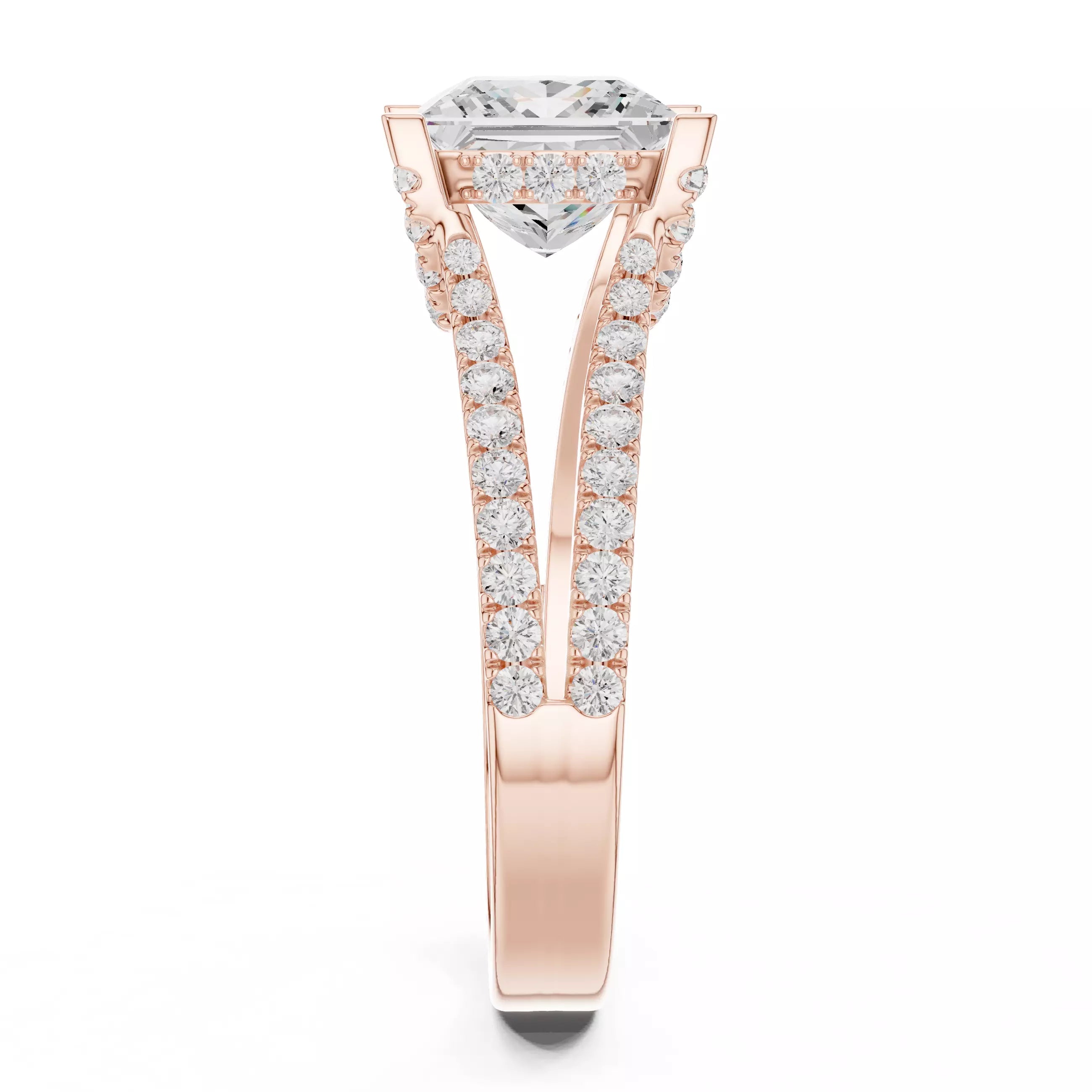 Pavé Split Shank Ring - Princess