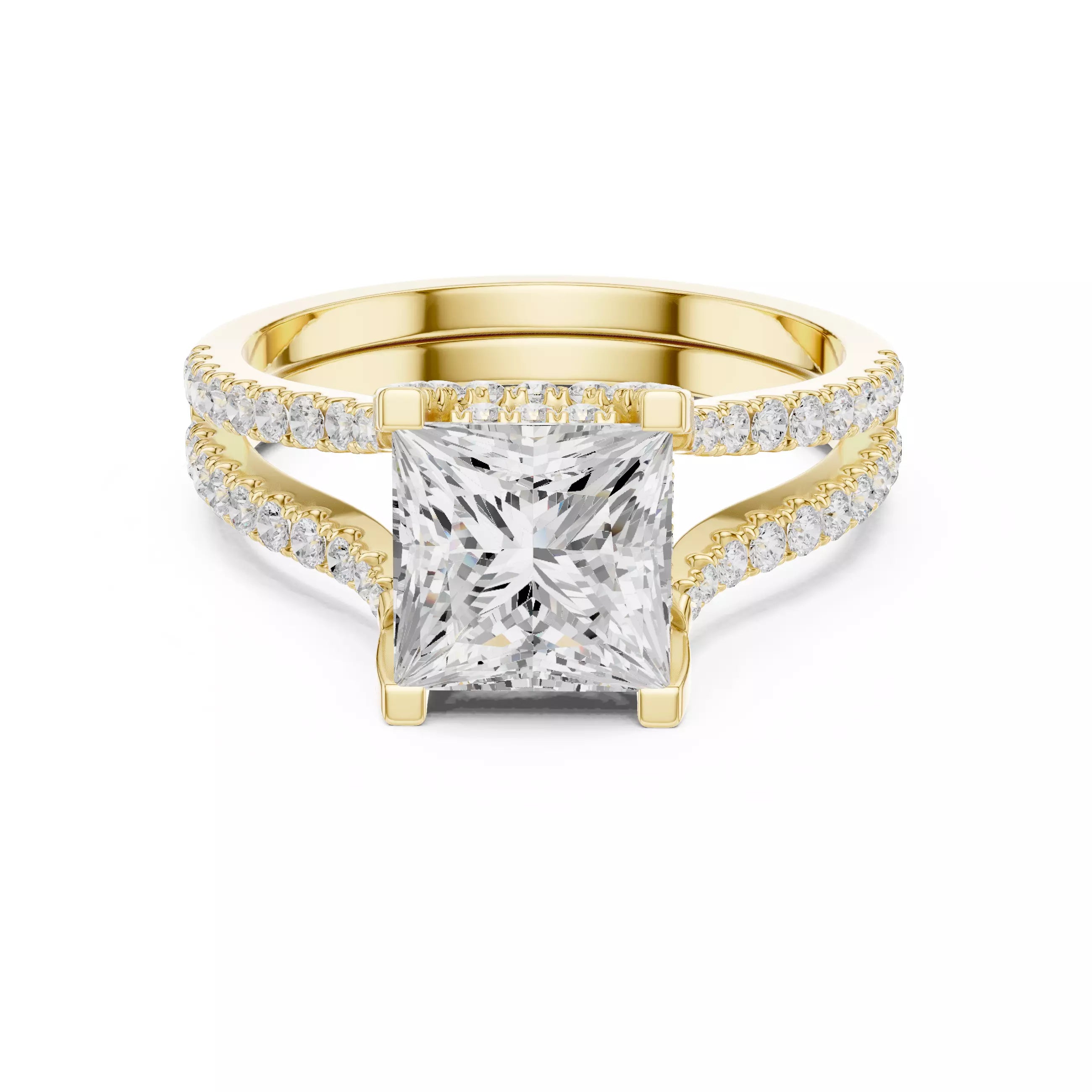 Pavé Split Shank Ring - Princess