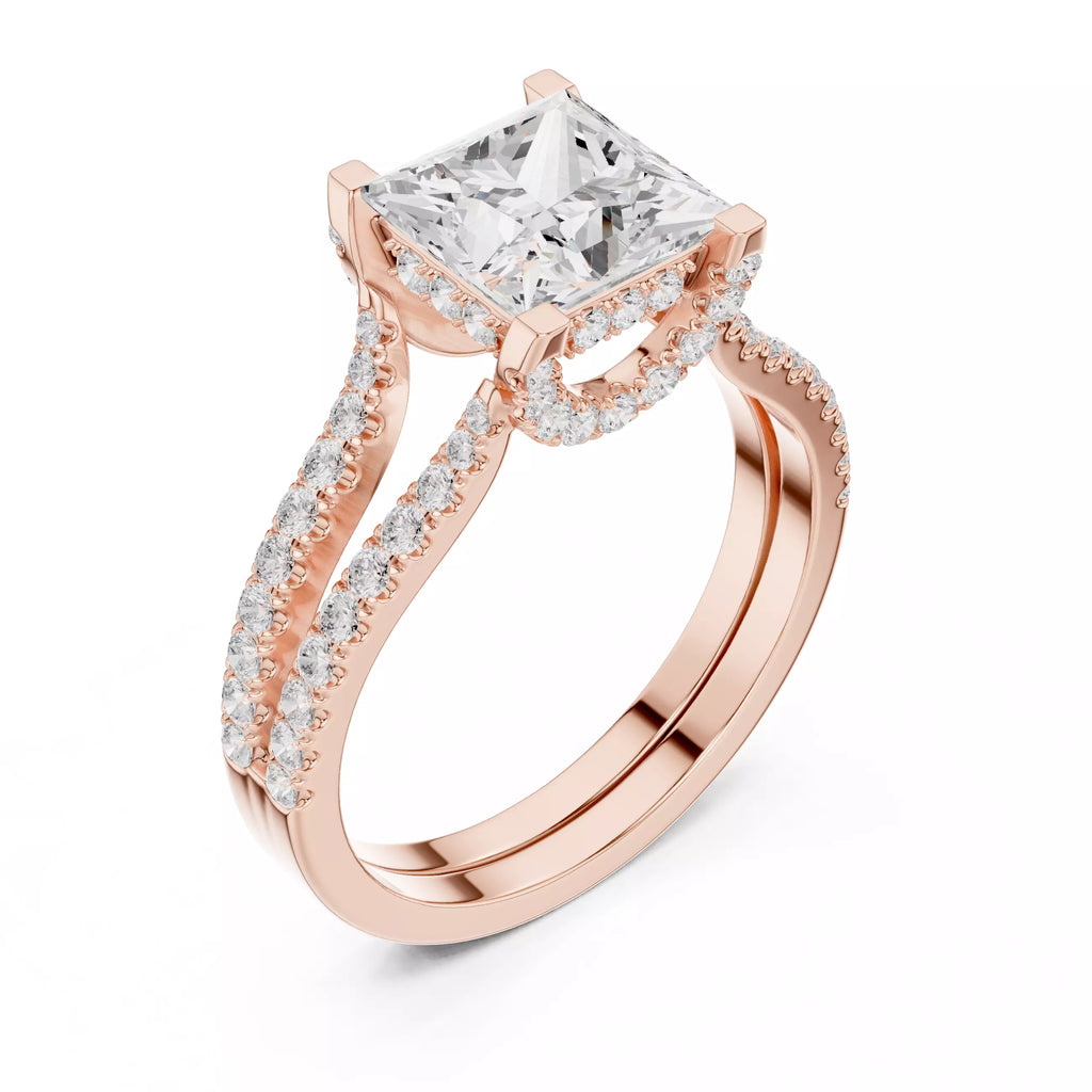 Pavé Split Shank Ring - Princess
