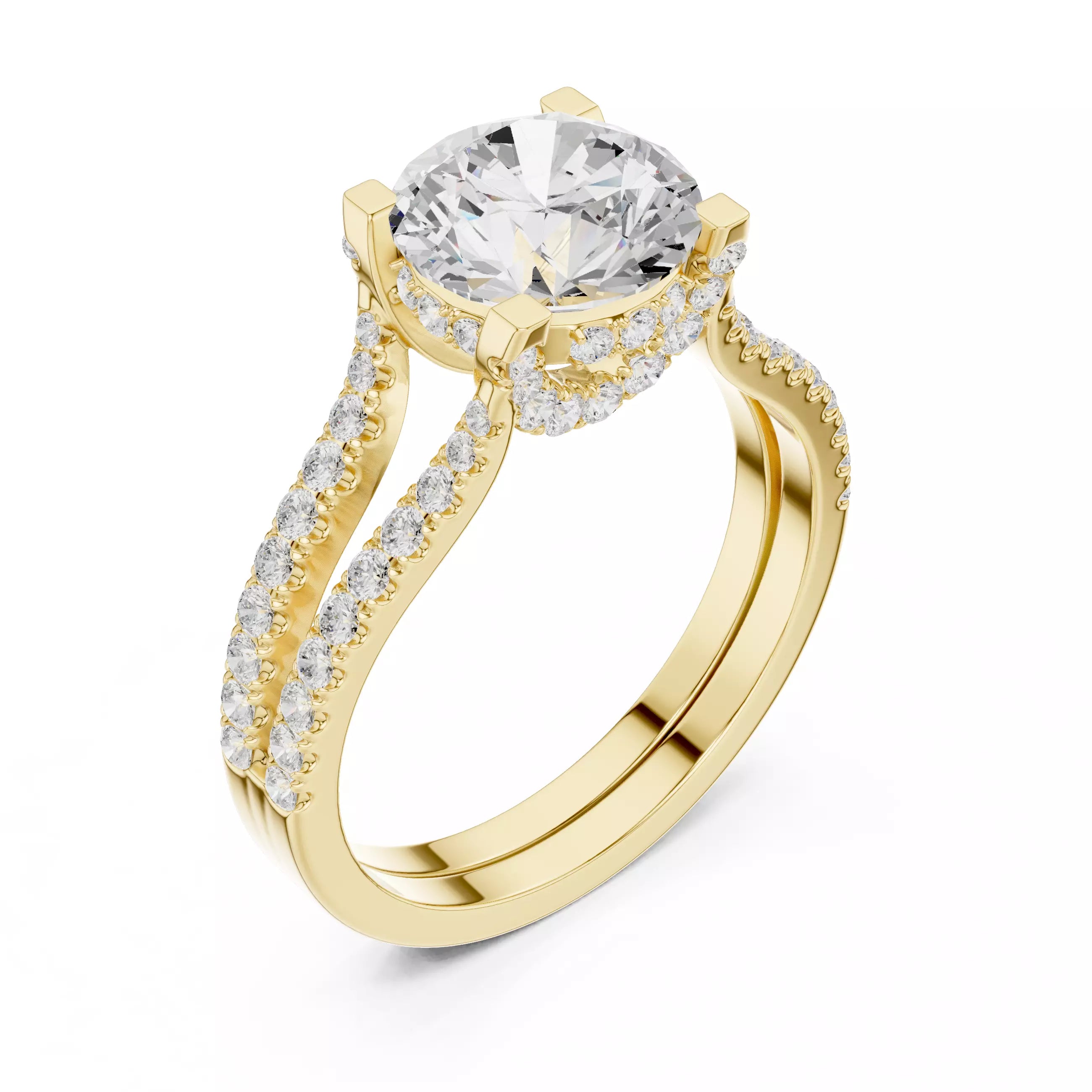 Pavé Split Shank Ring - Round
