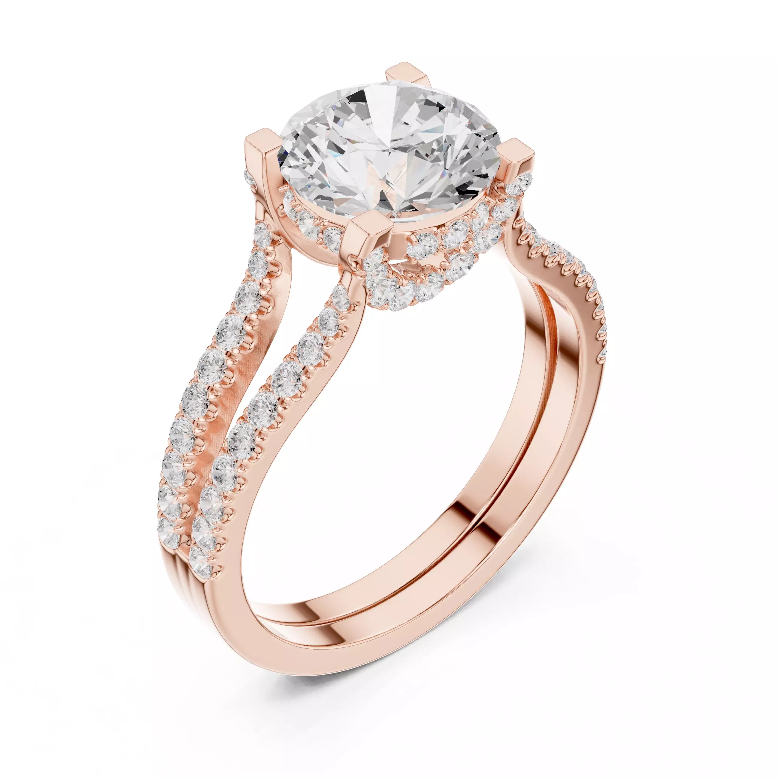 Pavé Split Shank Ring - Round
