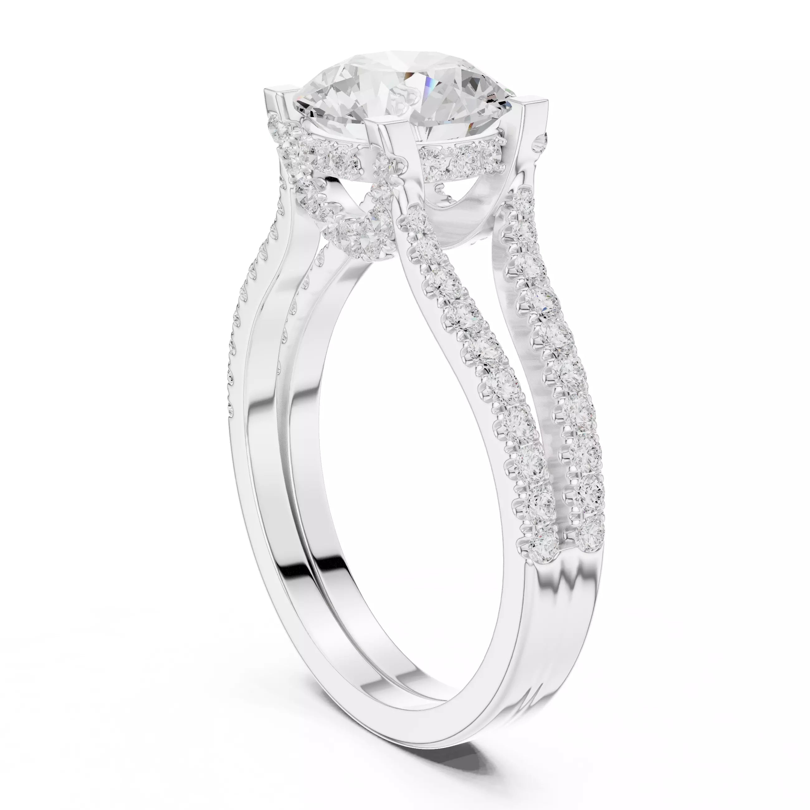 Pavé Split Shank Ring - Round