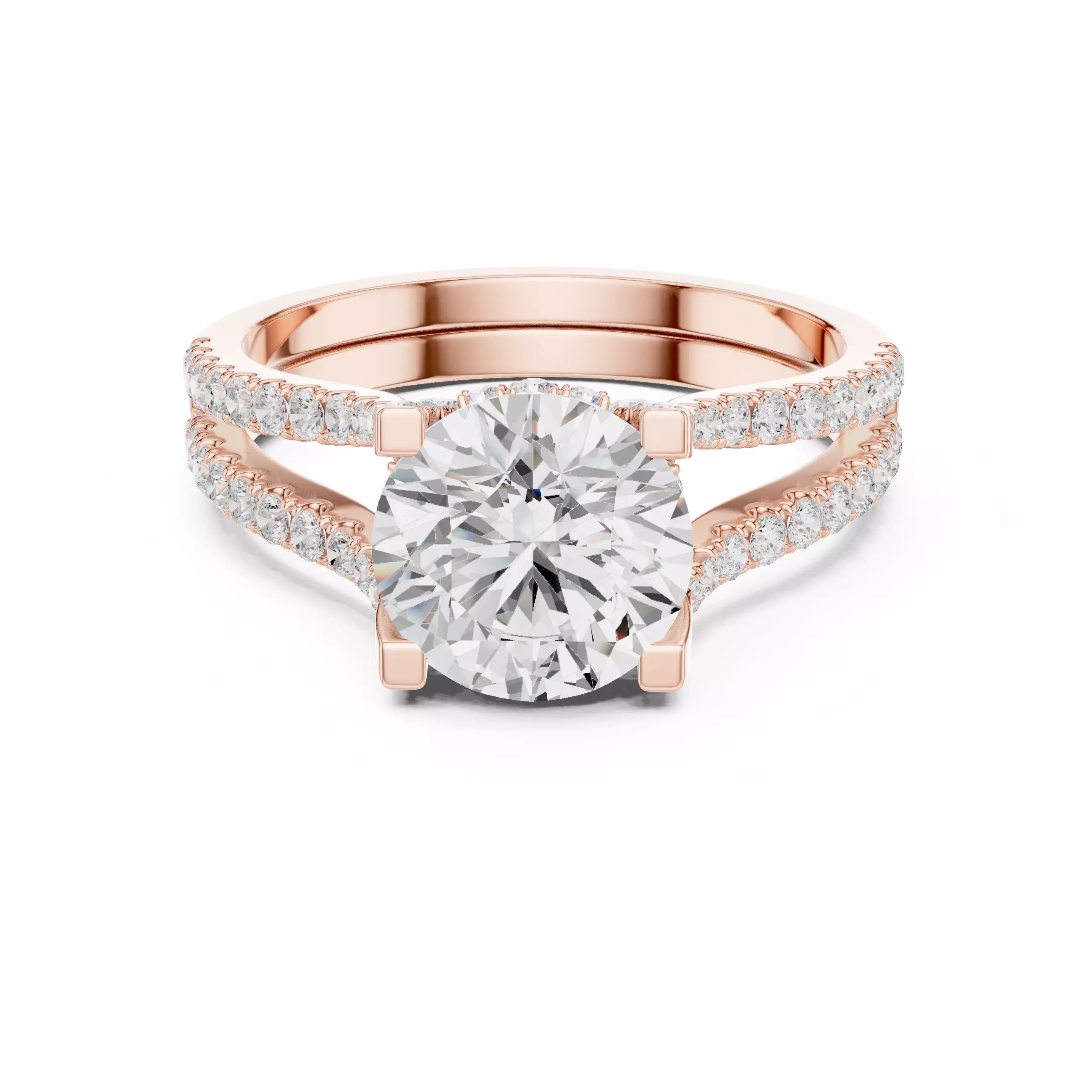 Pavé Split Shank Ring - Round
