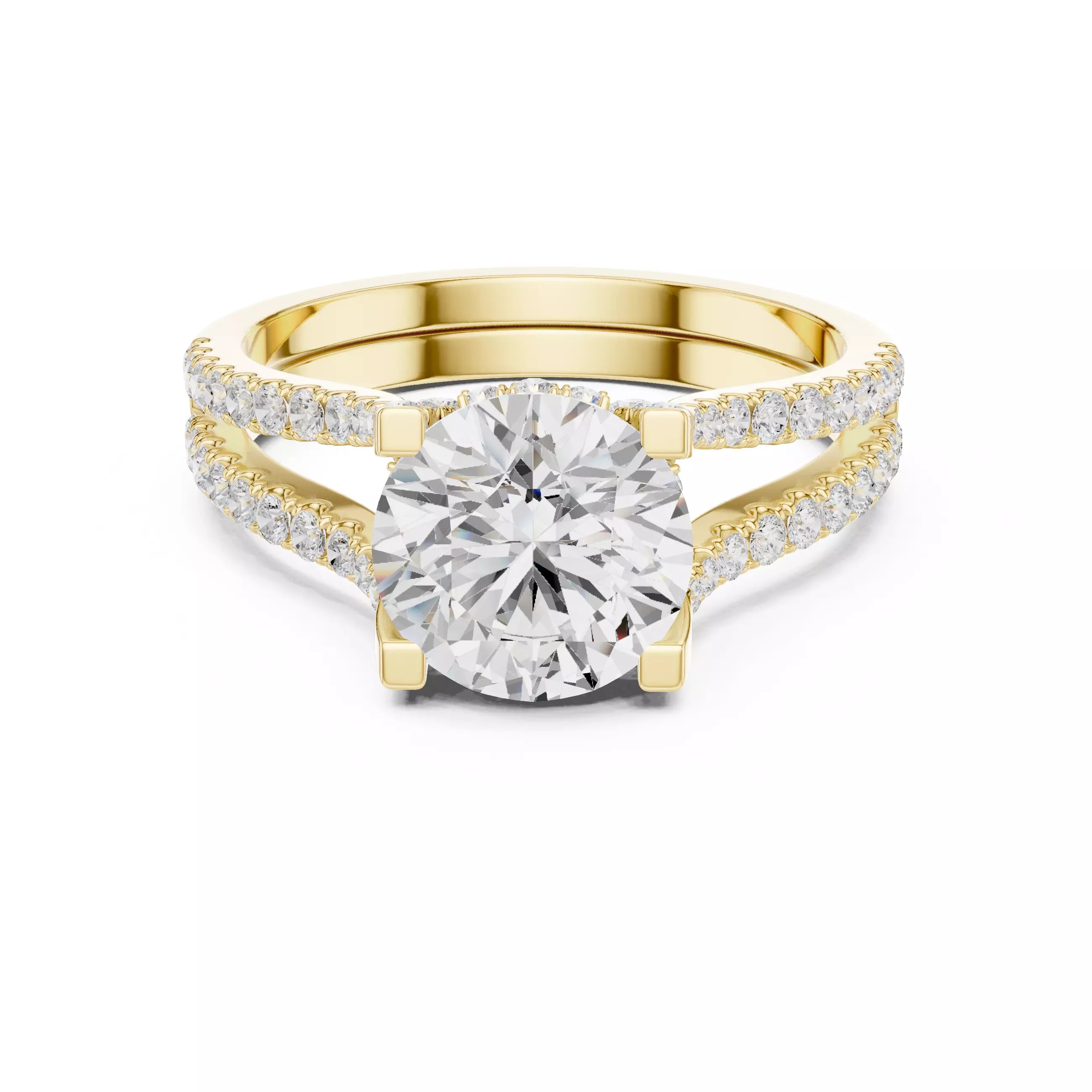 Pavé Split Shank Ring - Round