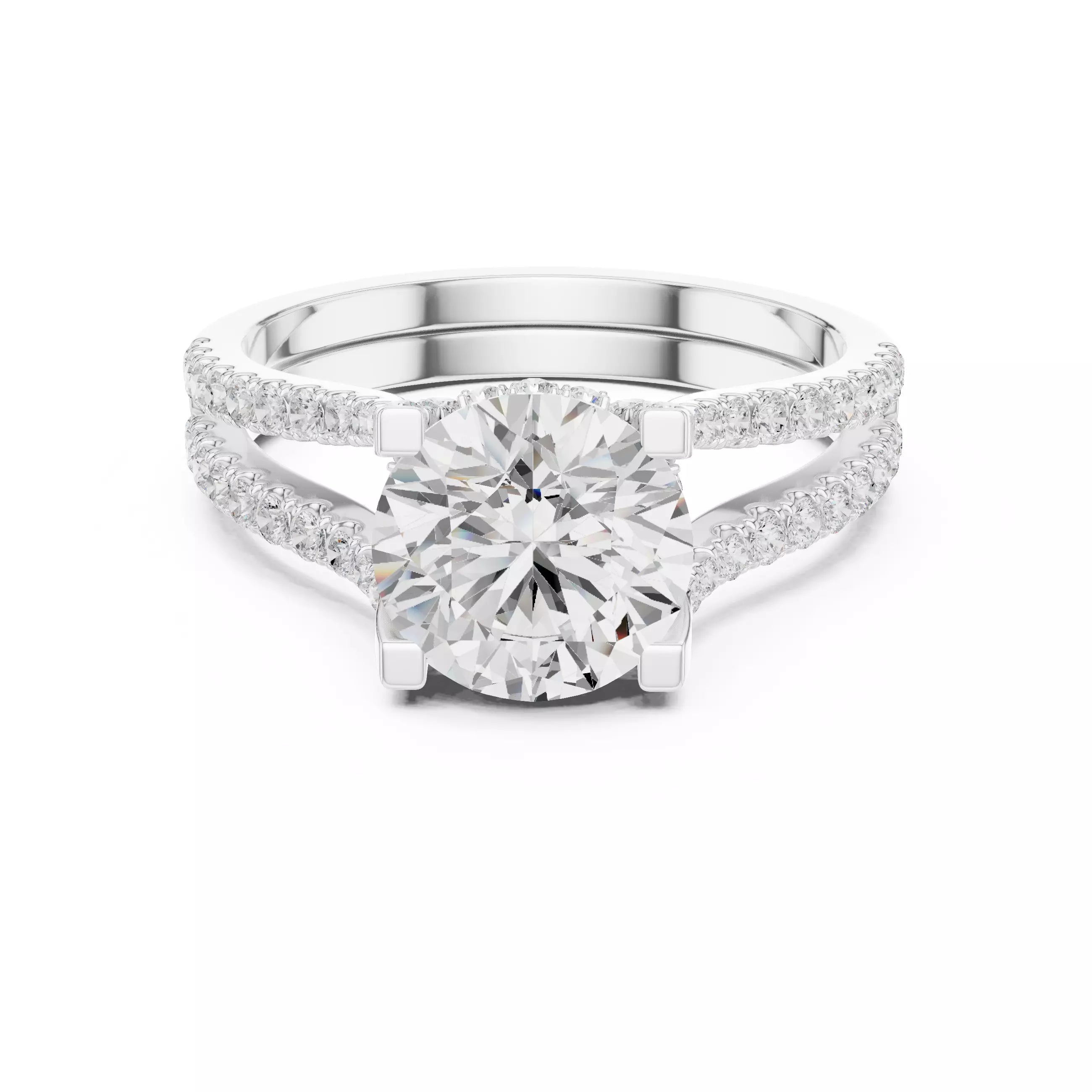 Pavé Split Shank Ring - Round