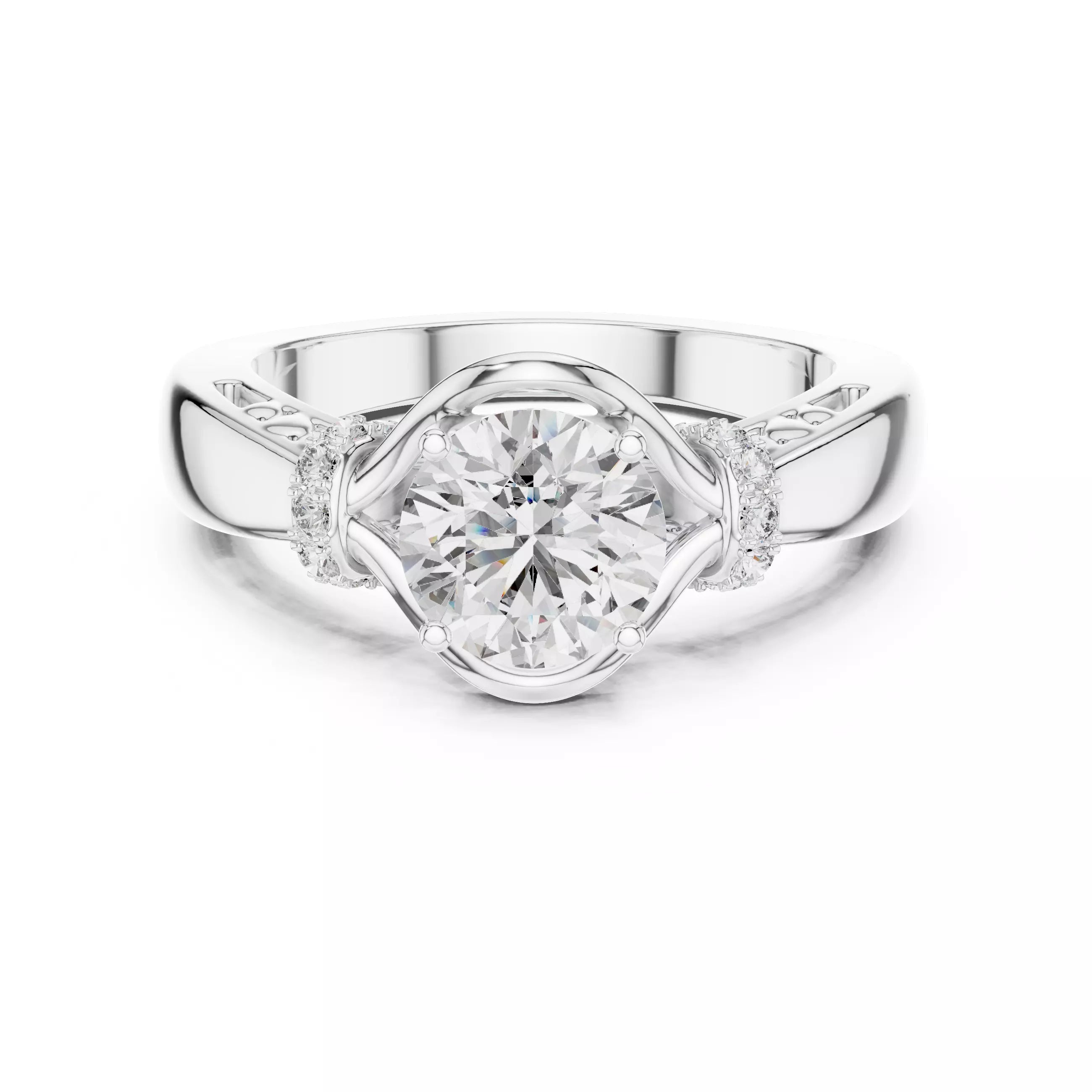 Twist Prong Solitaire Ring - Round