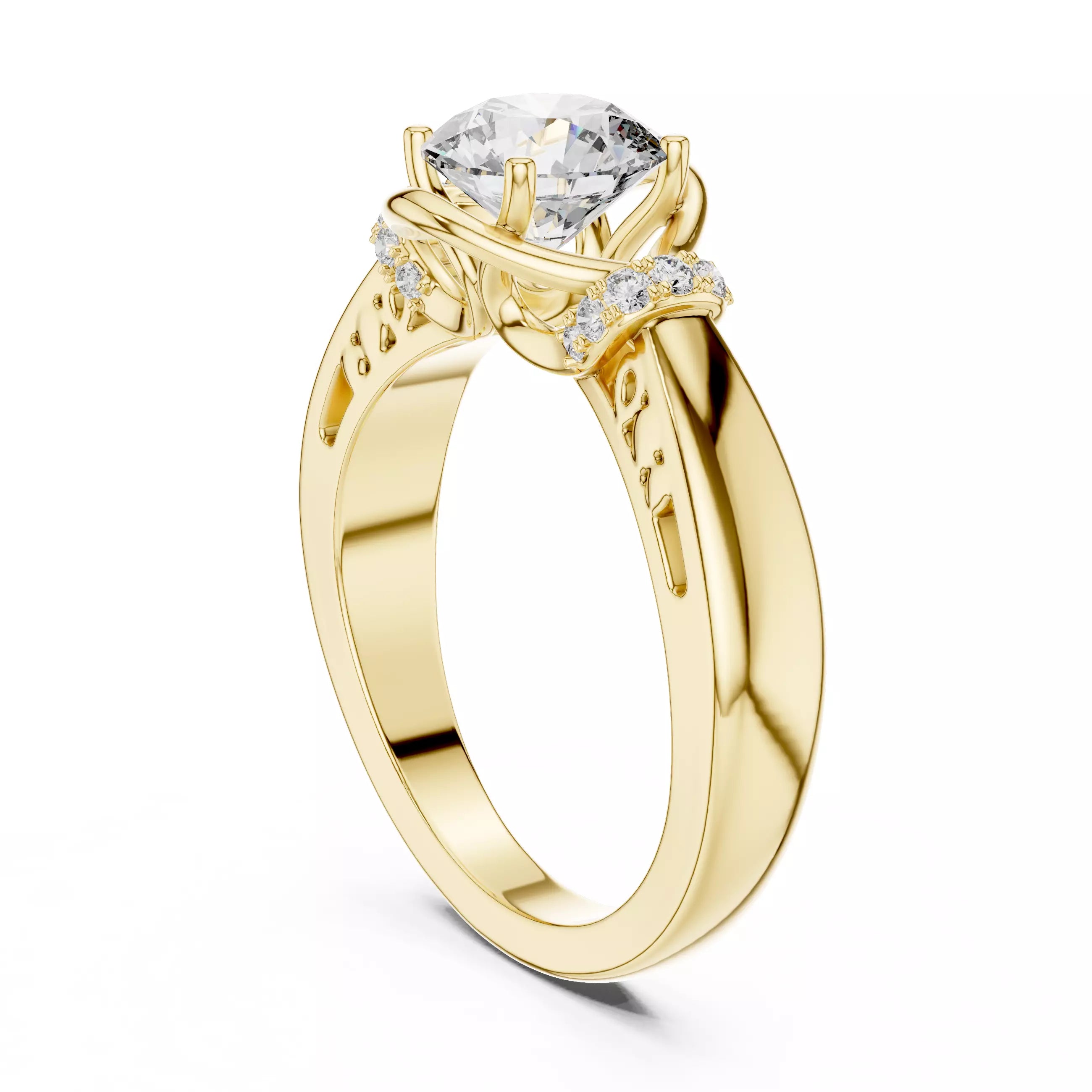 Twist Prong Solitaire Ring - Round