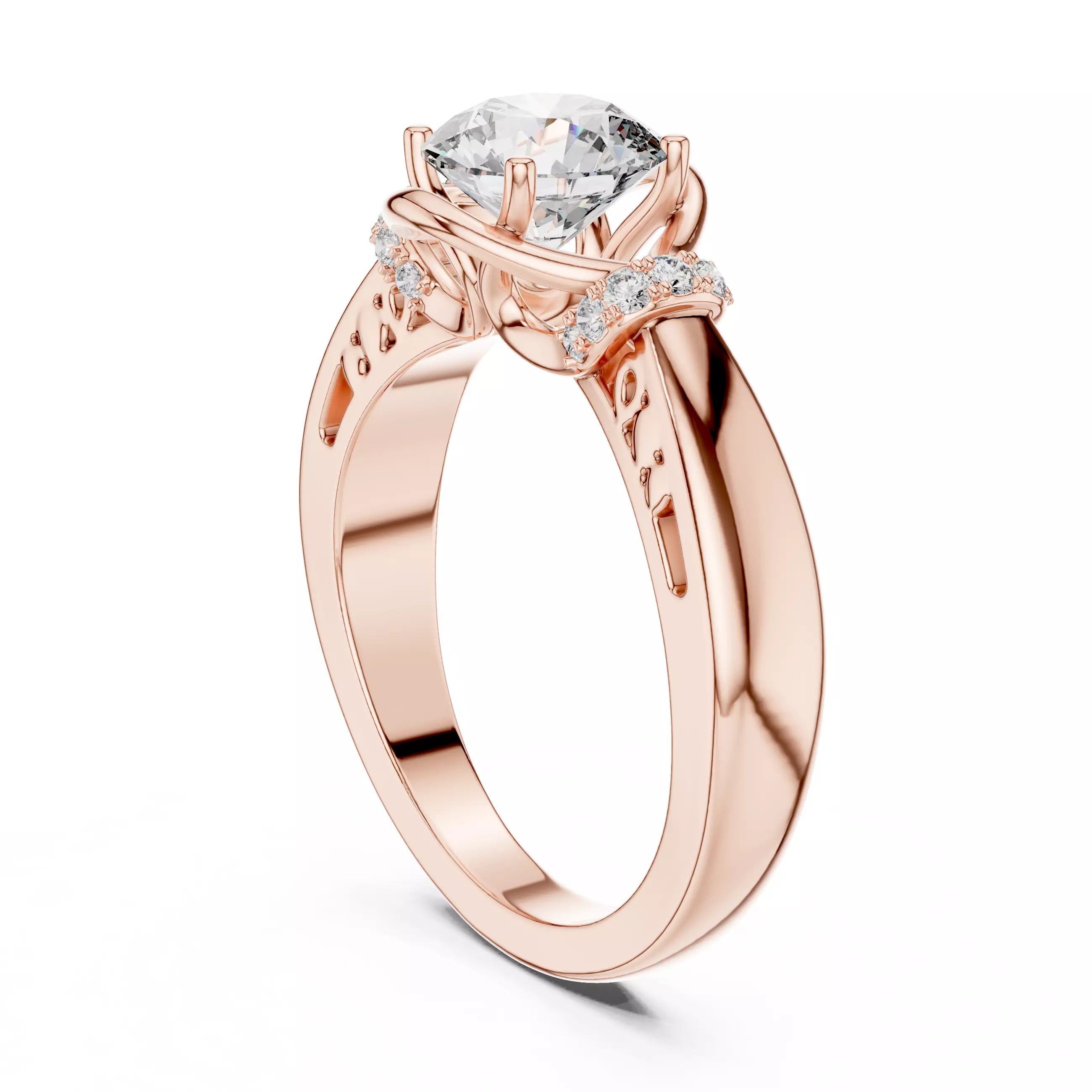 Twist Prong Solitaire Ring - Round