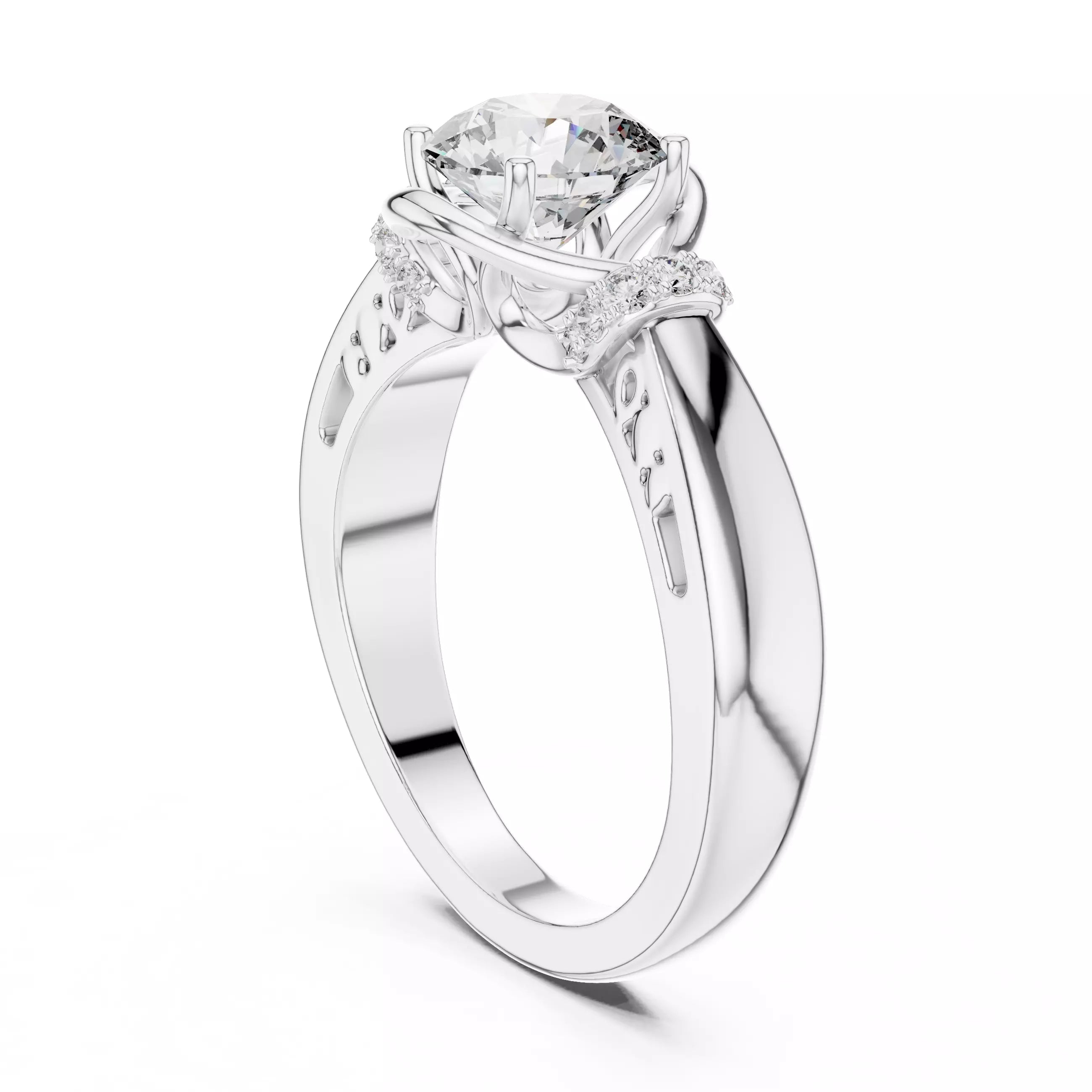 Twist Prong Solitaire Ring - Round