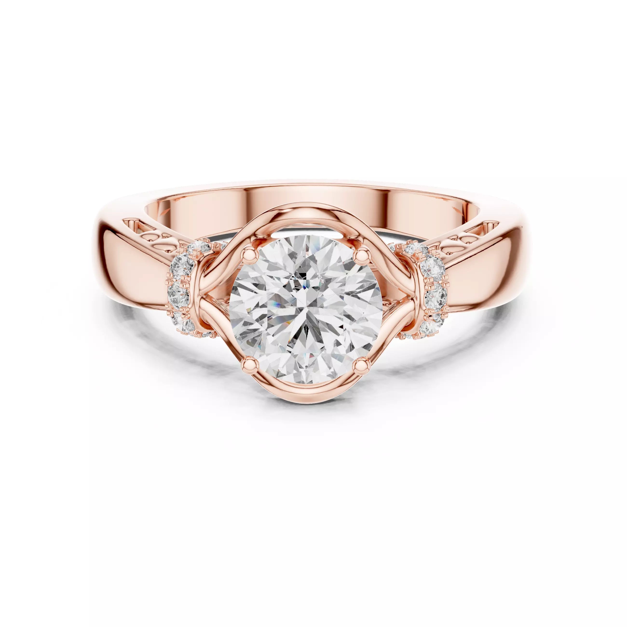 Twist Prong Solitaire Ring - Round