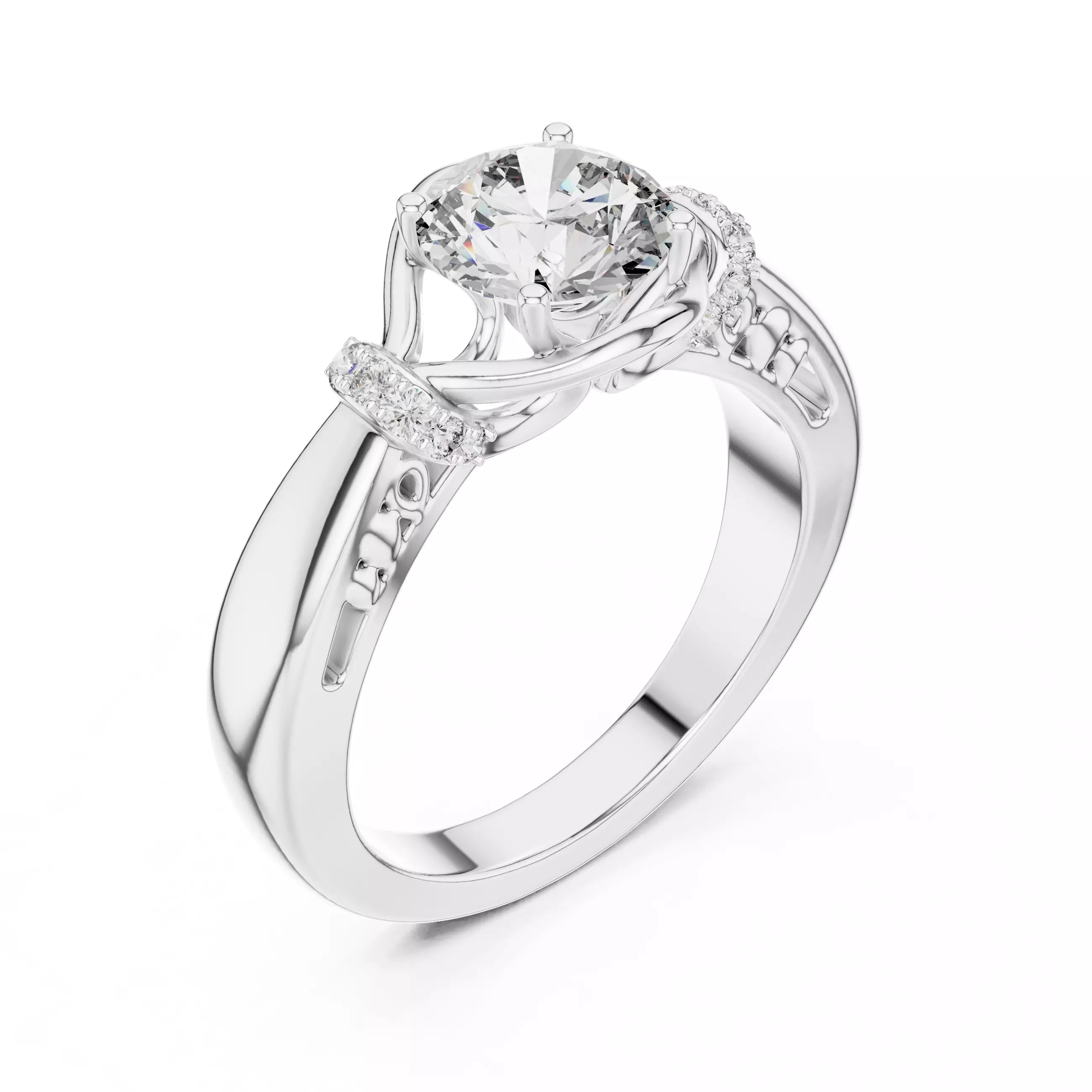 Twist Prong Solitaire Ring - Round