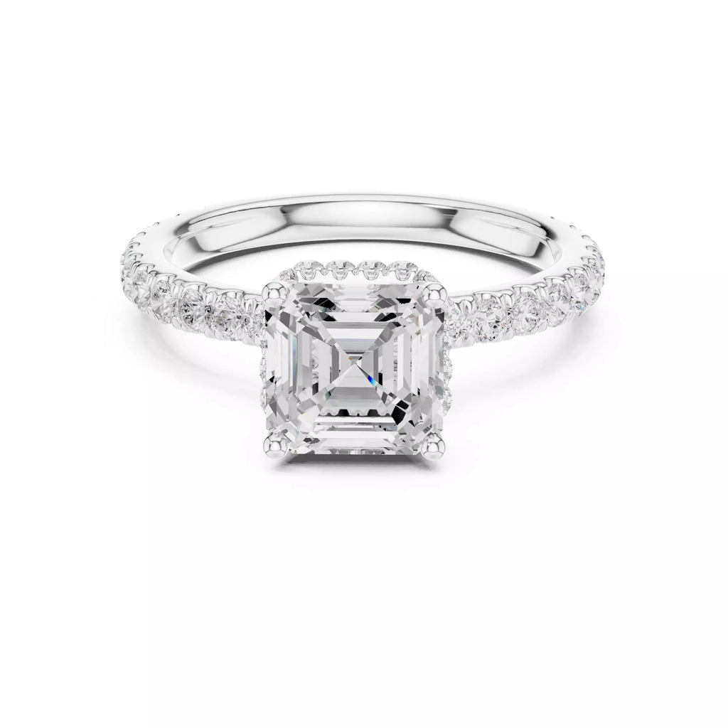 Pavé Solitaire Ring - Asscher