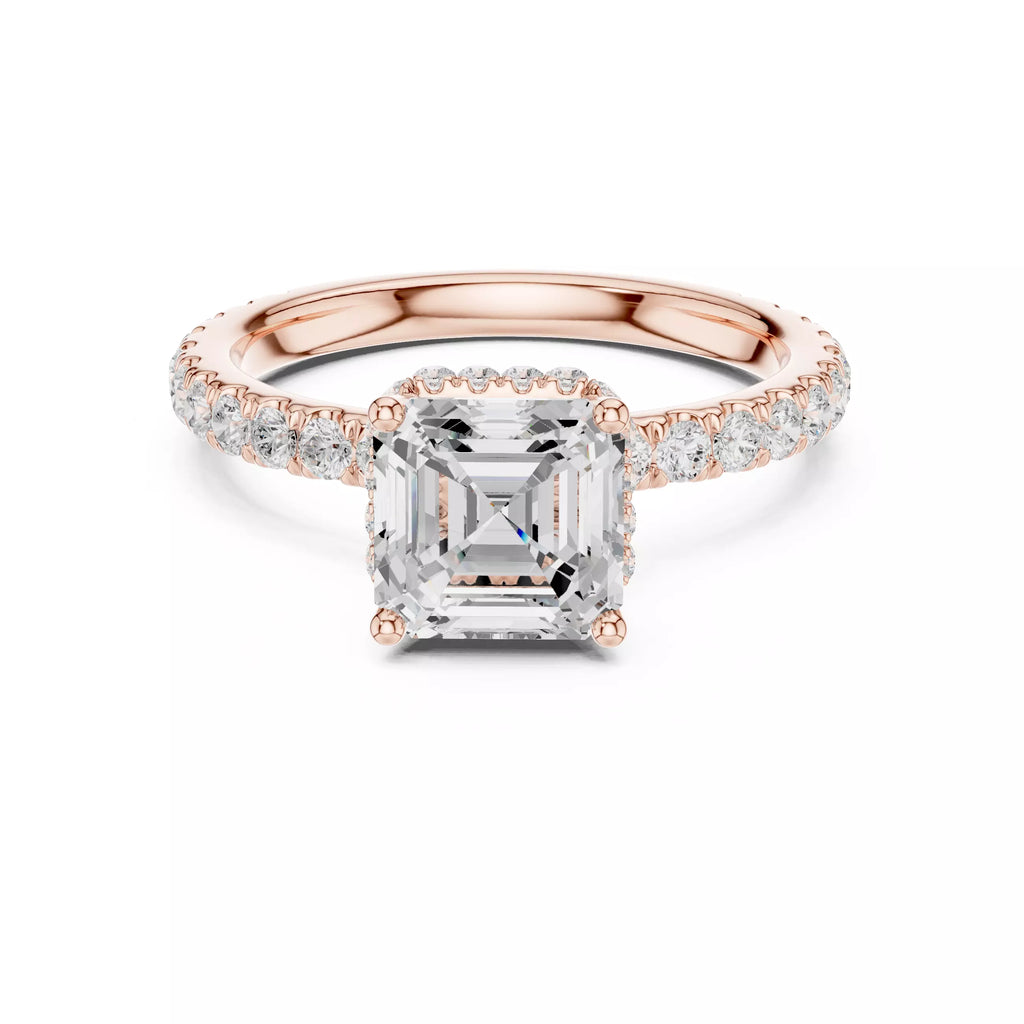 Pavé Solitaire Ring - Asscher