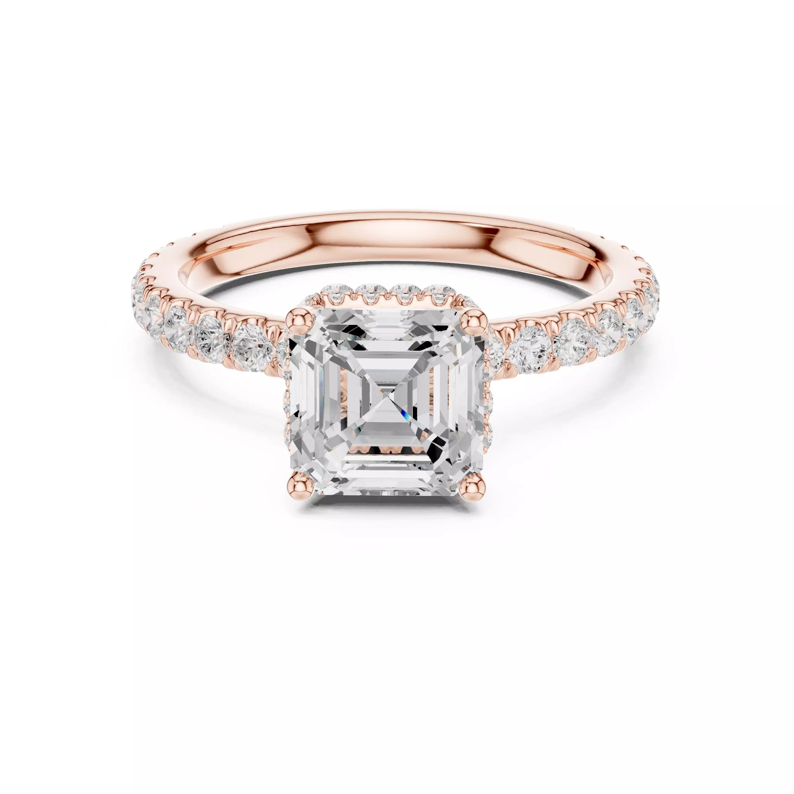 Pavé Solitaire Ring - Asscher