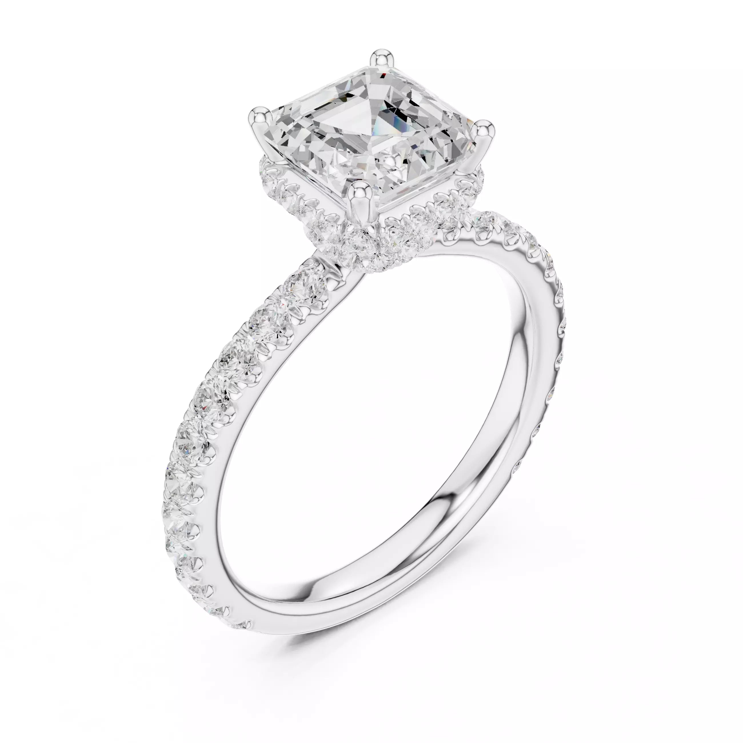 Pavé Solitaire Ring - Asscher
