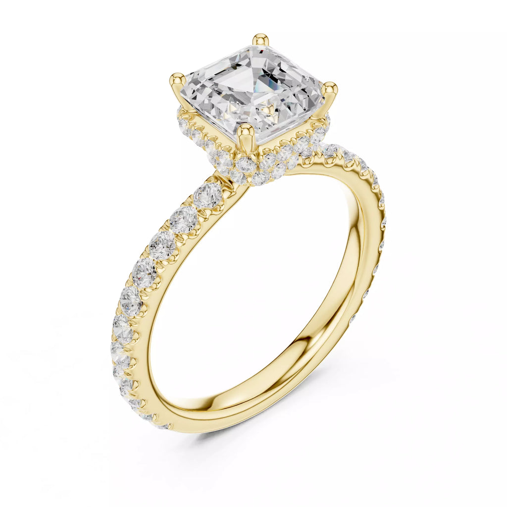 Pavé Solitaire Ring - Asscher