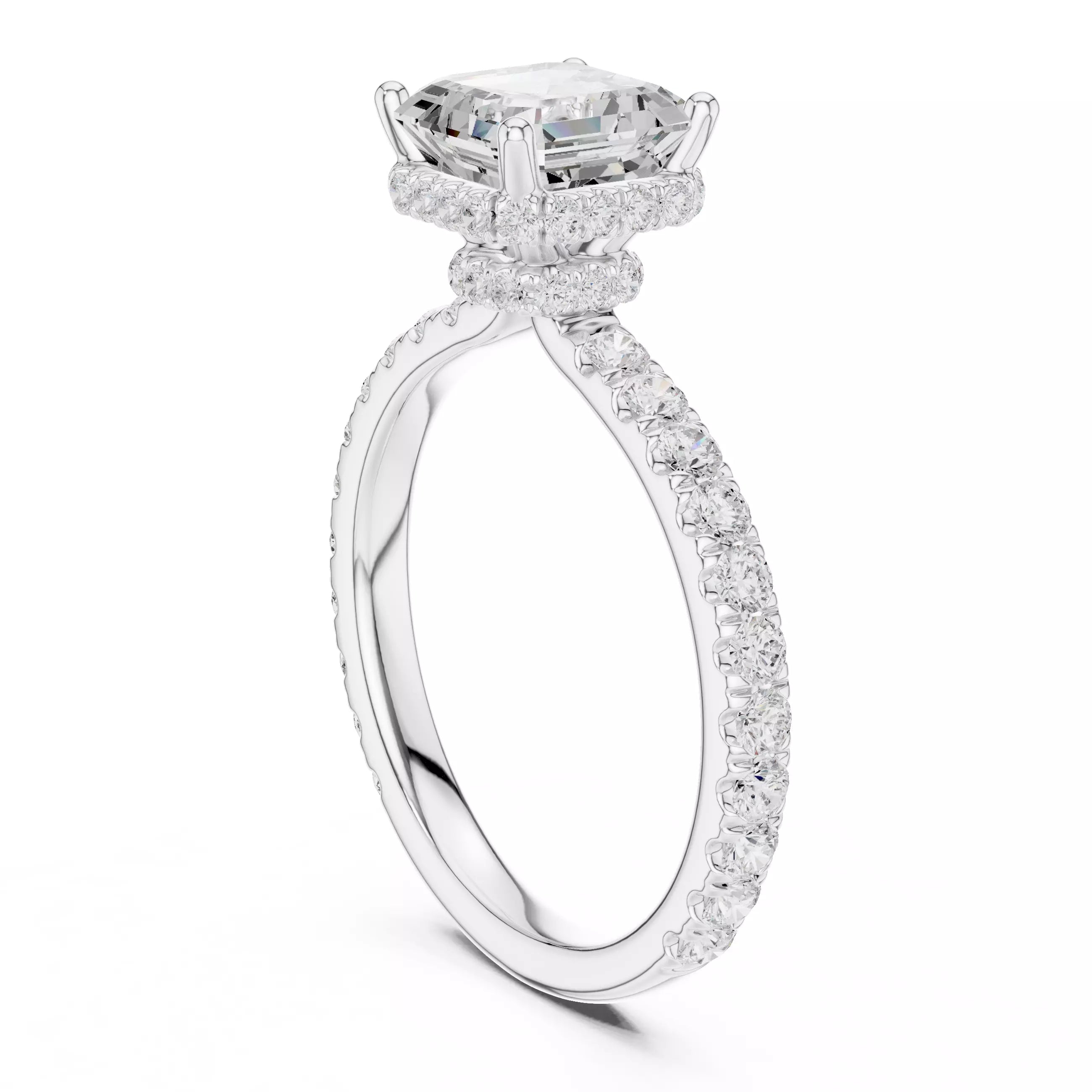 Pavé Solitaire Ring - Asscher