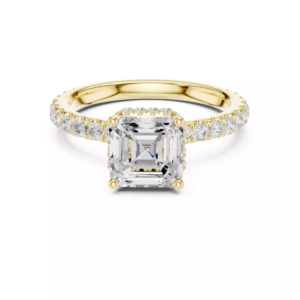 Pavé Solitaire Ring - Asscher