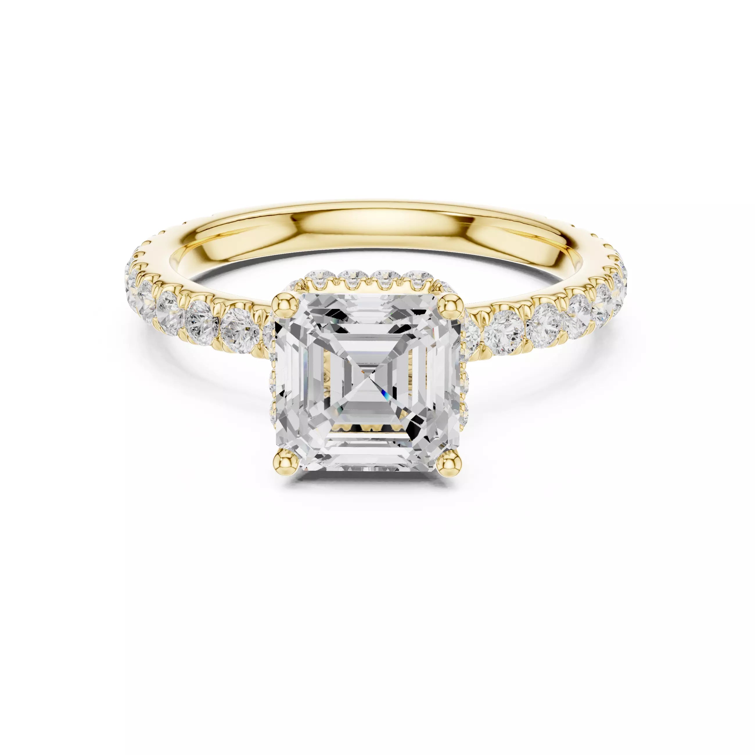 Pavé Solitaire Ring - Asscher