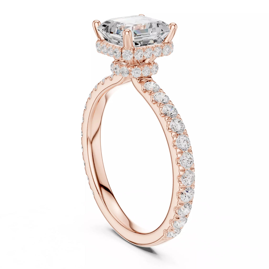 Pavé Solitaire Ring - Asscher