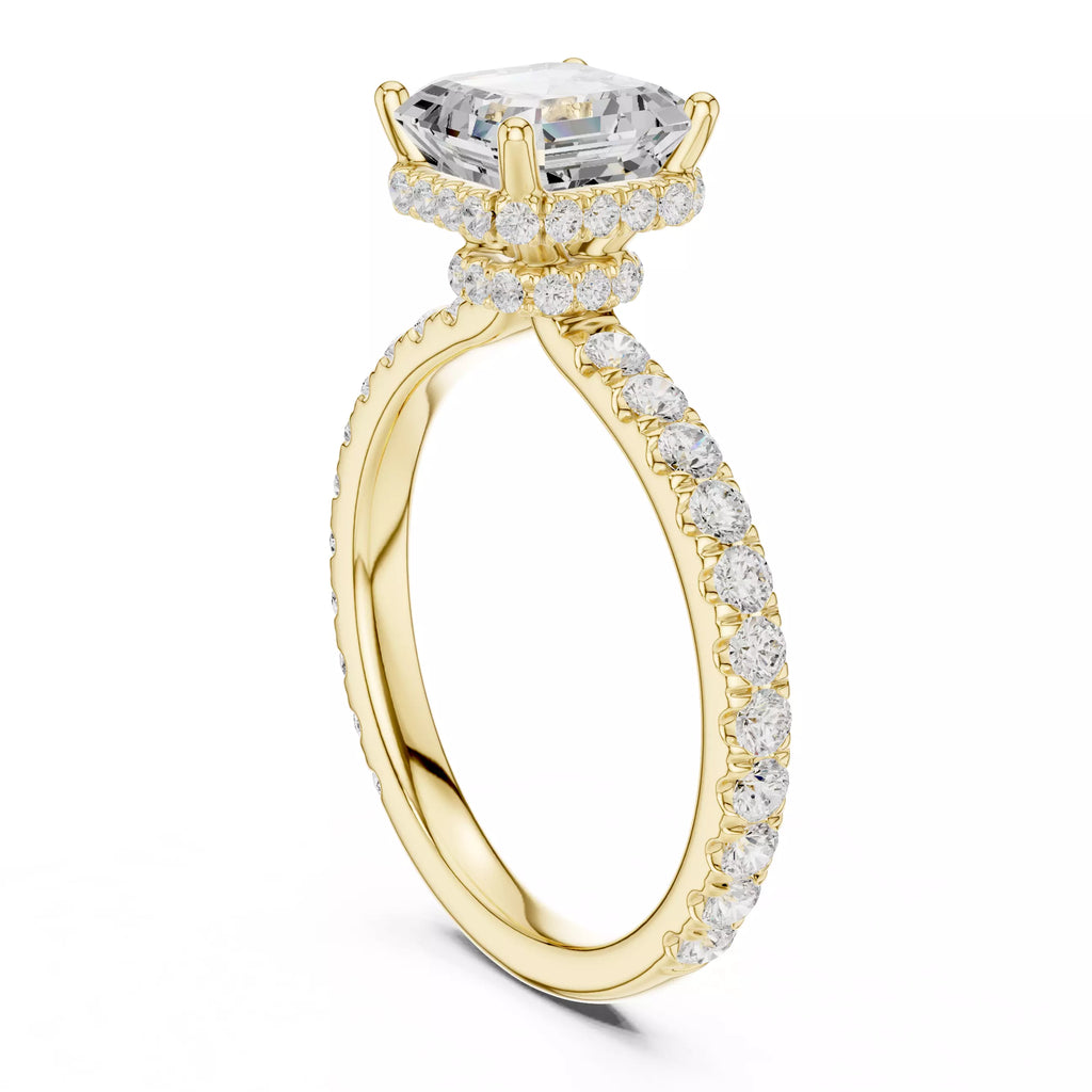 Pavé Solitaire Ring - Asscher
