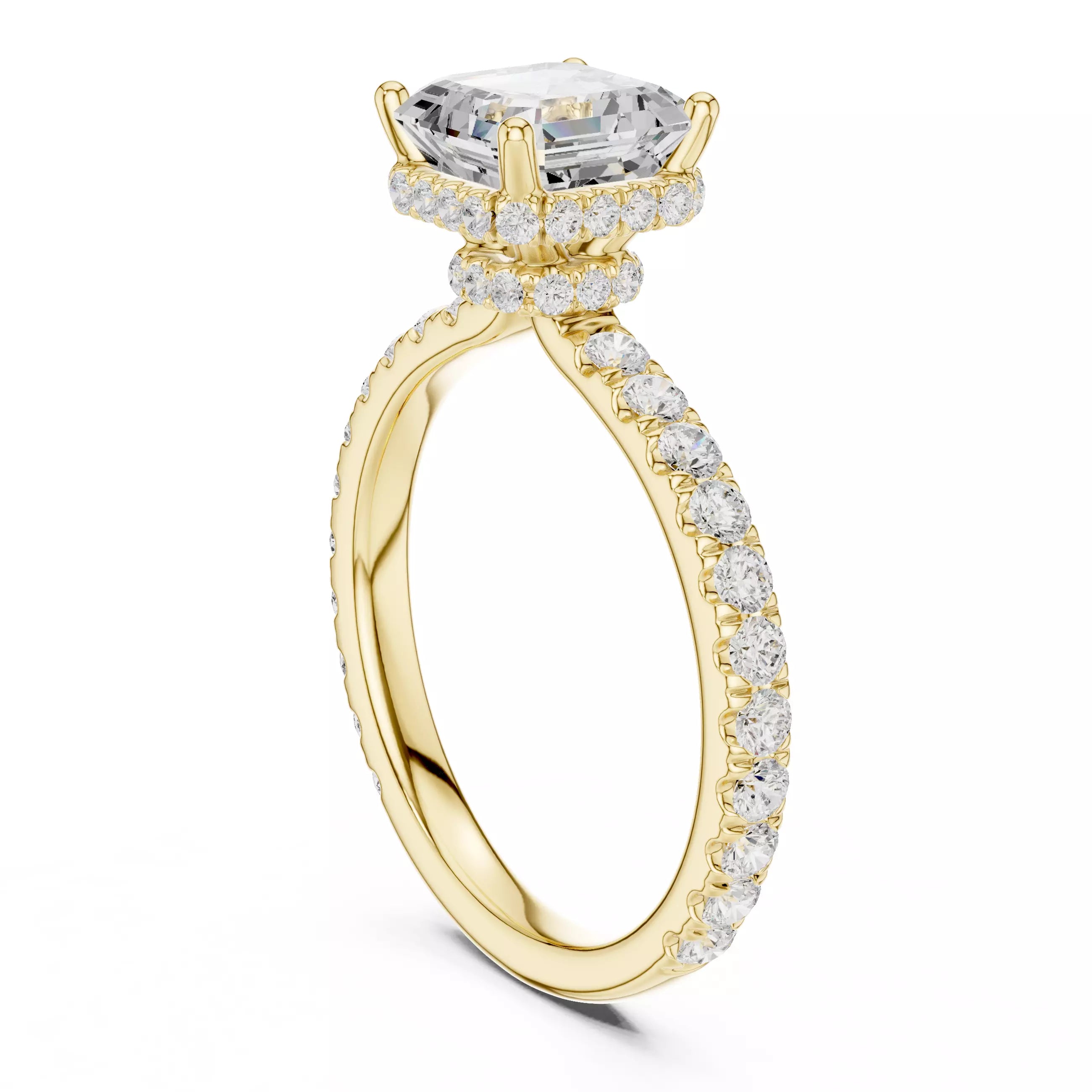 Pavé Solitaire Ring - Asscher