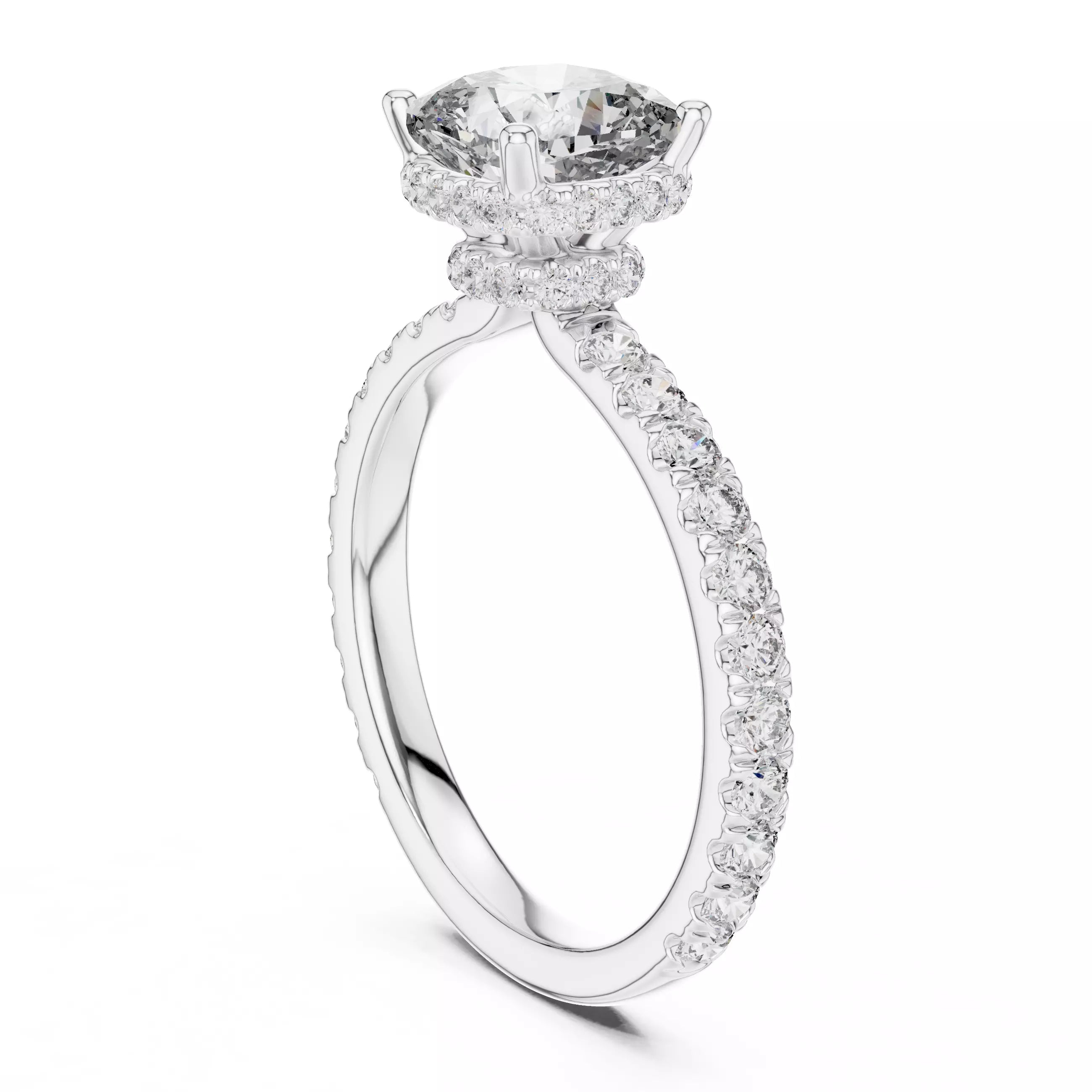 Pavé Solitaire Ring - Cushion