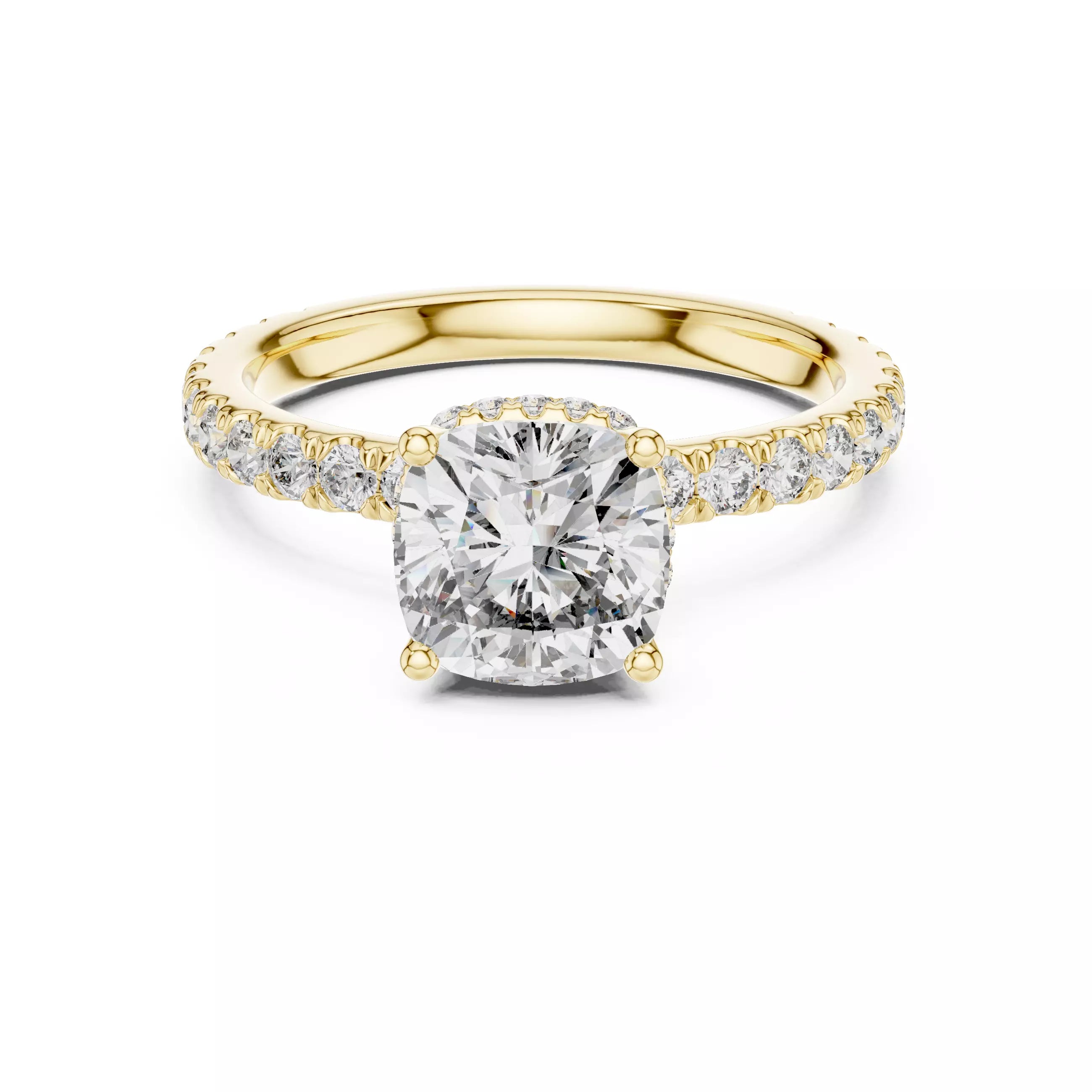 Pavé Solitaire Ring - Cushion