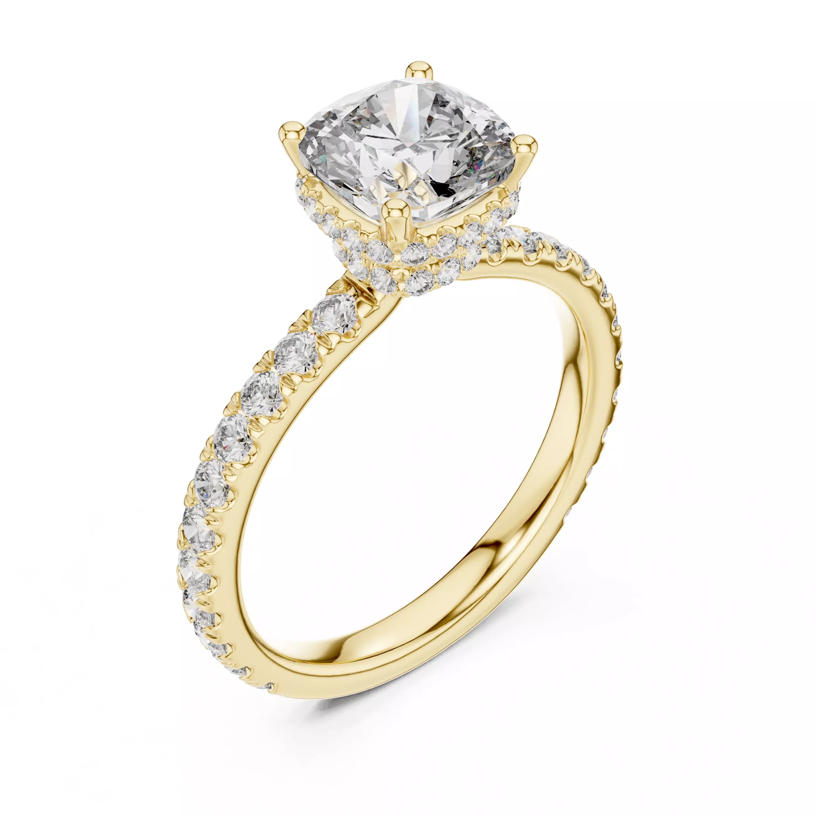 Pavé Solitaire Ring - Cushion