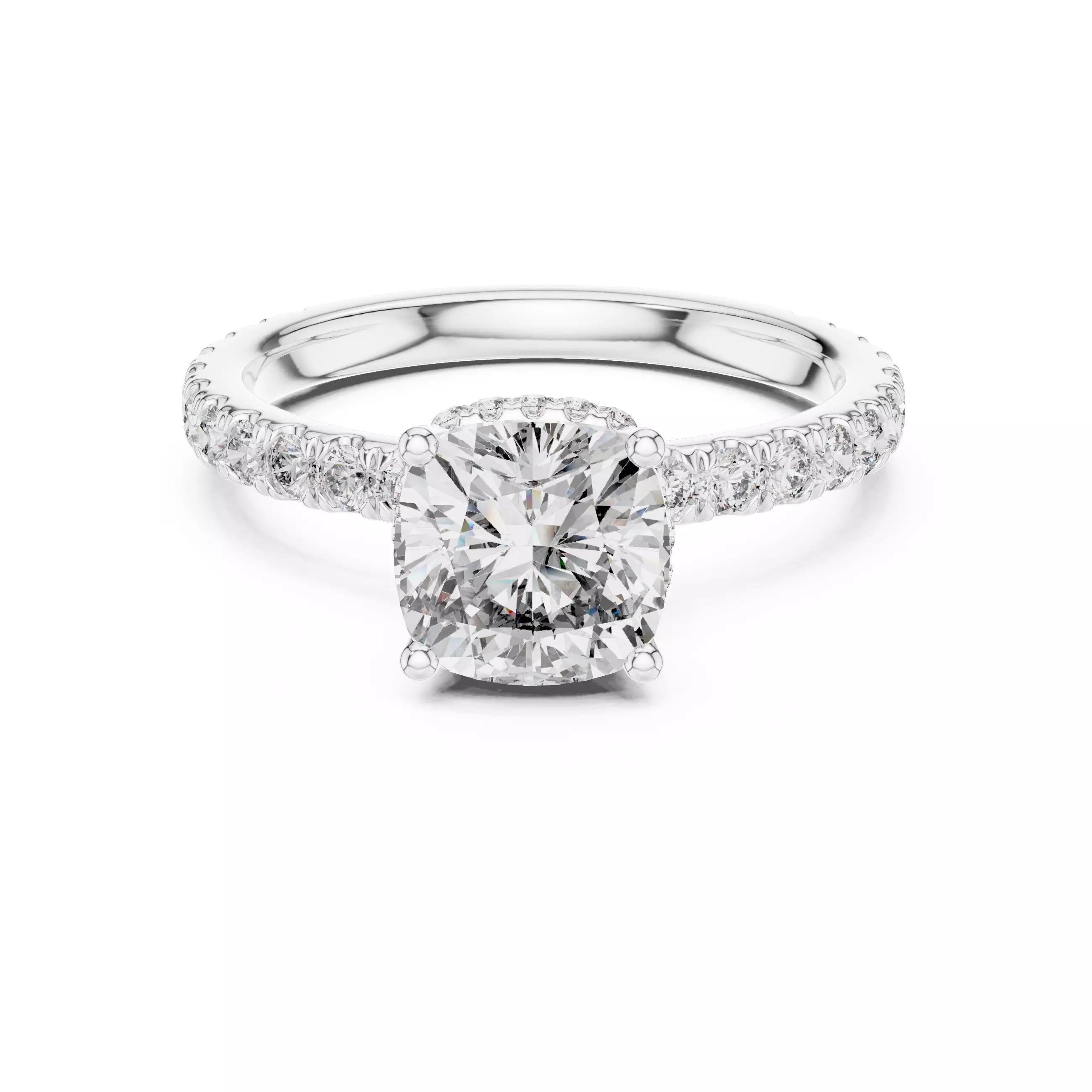 Pavé Solitaire Ring - Cushion