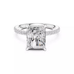 Pavé Solitaire Ring - Emerald Cut