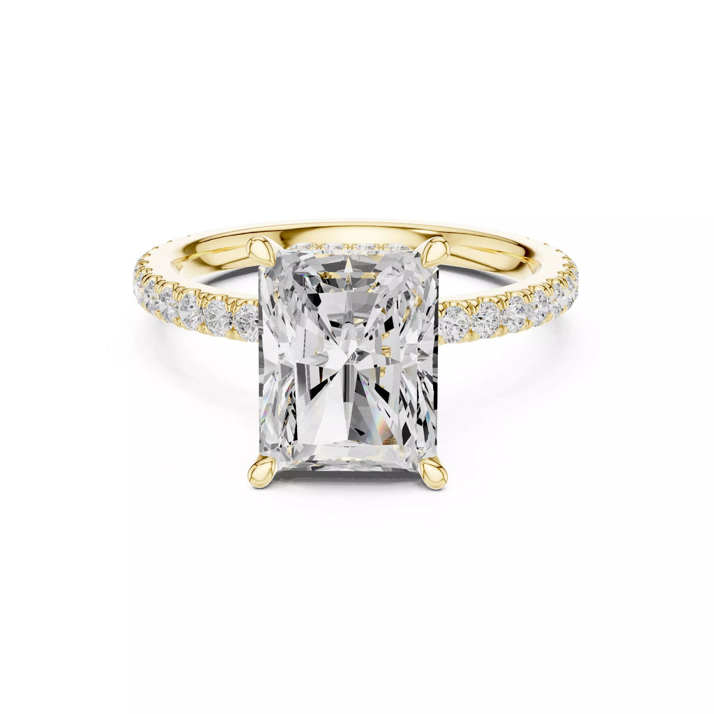 Pavé Solitaire Ring - Emerald Cut