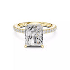 Pavé Solitaire Ring - Emerald Cut