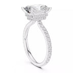 Pavé Solitaire Ring - Emerald Cut