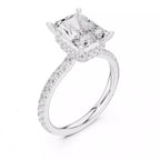 Pavé Solitaire Ring - Emerald Cut