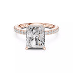 Pavé Solitaire Ring - Emerald Cut