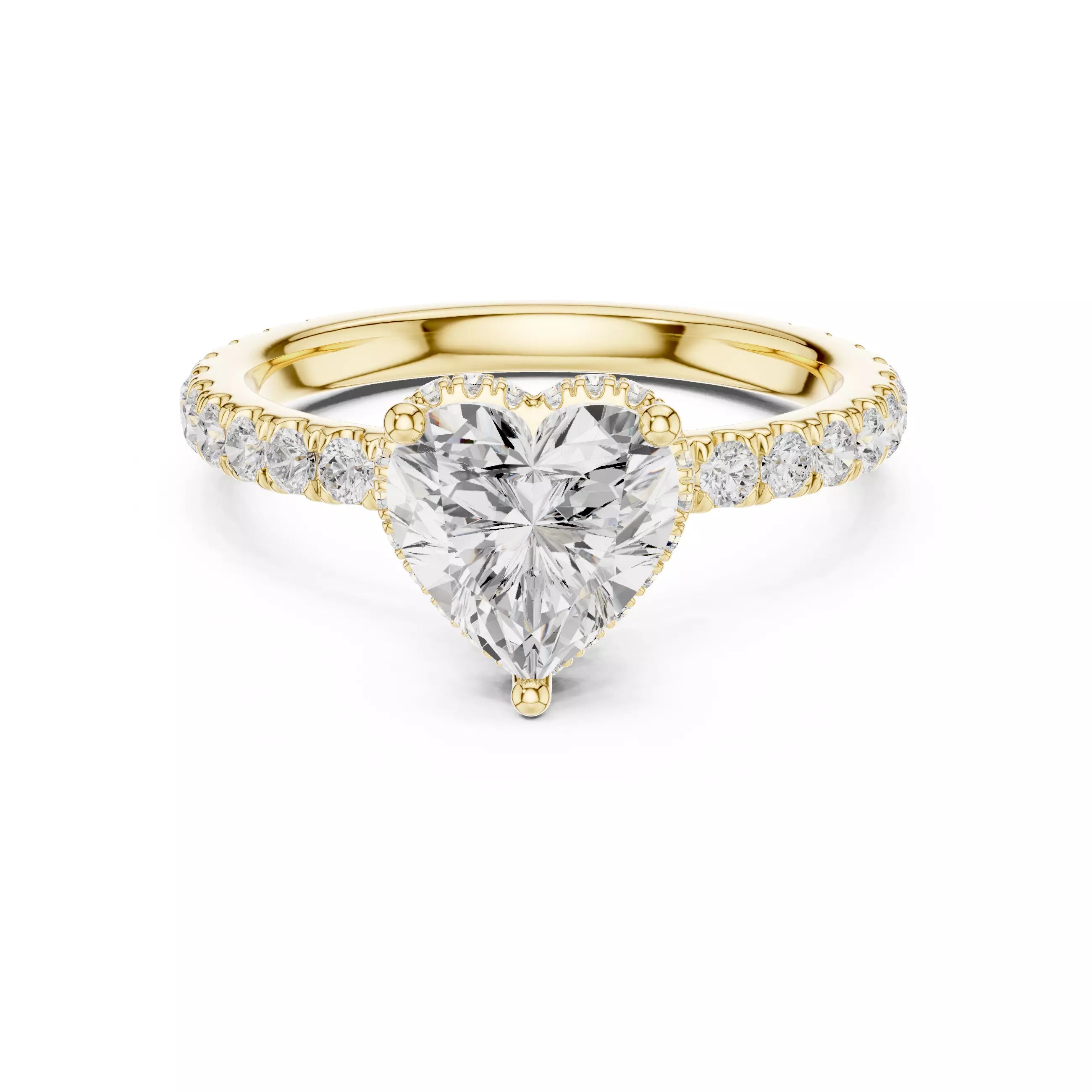 Pavé Solitaire Ring - Heart Cut