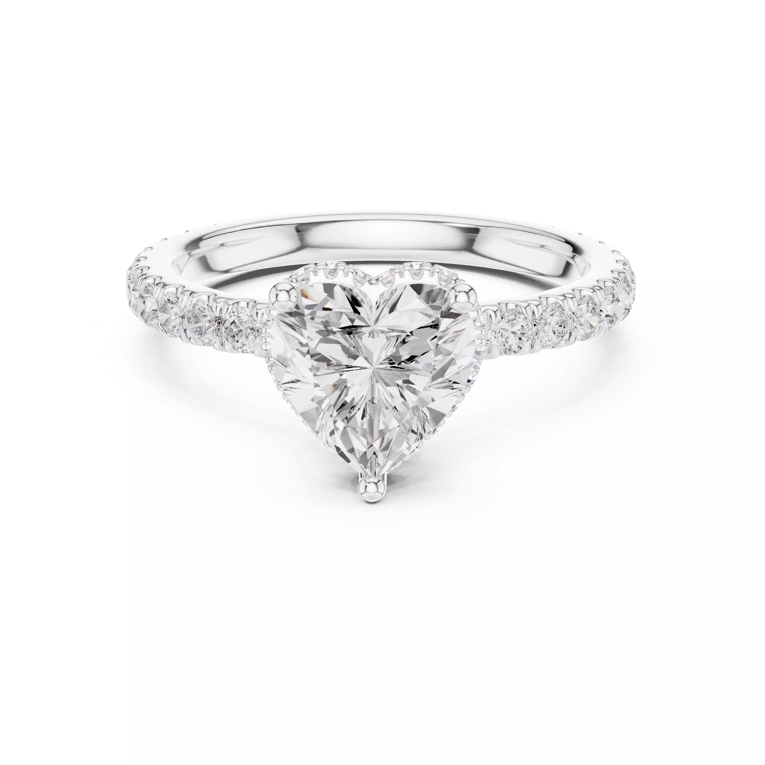 Pavé Solitaire Ring - Heart Cut