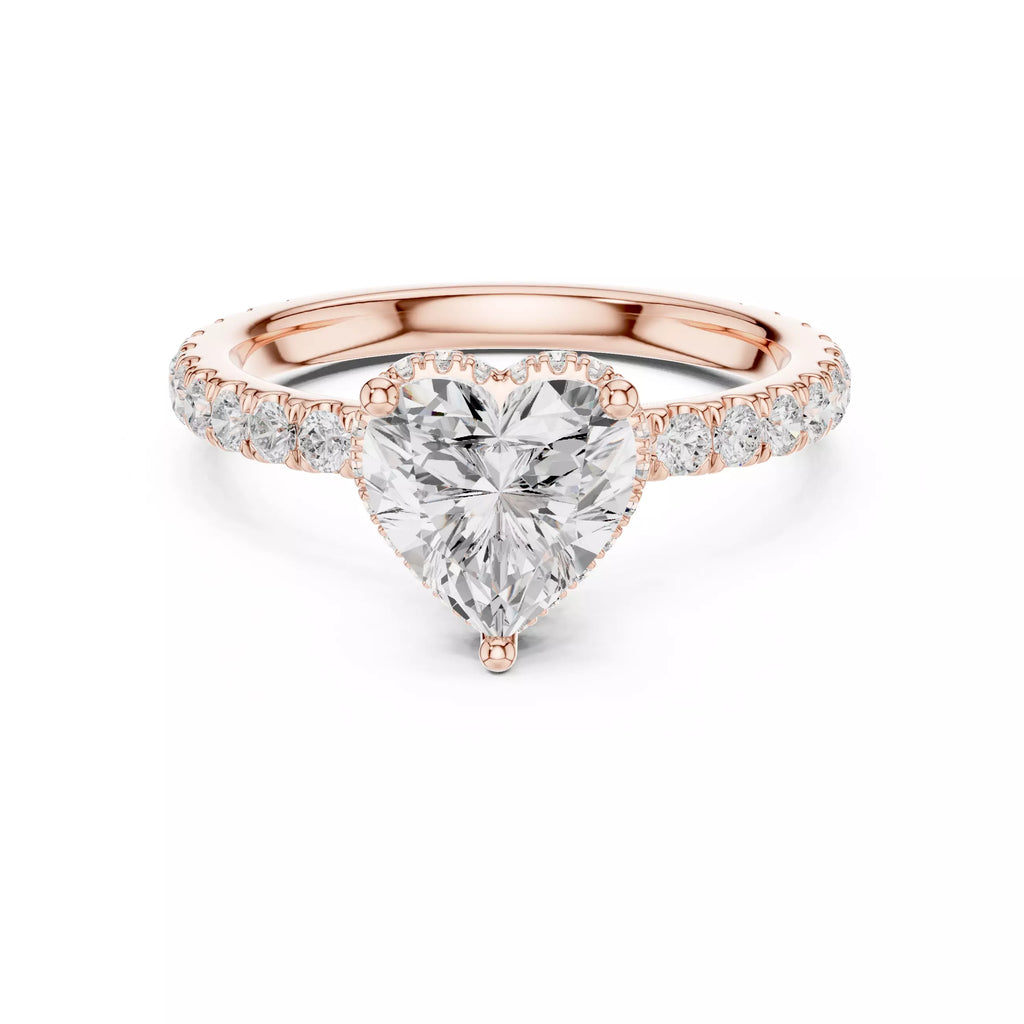 Pavé Solitaire Ring - Heart Cut