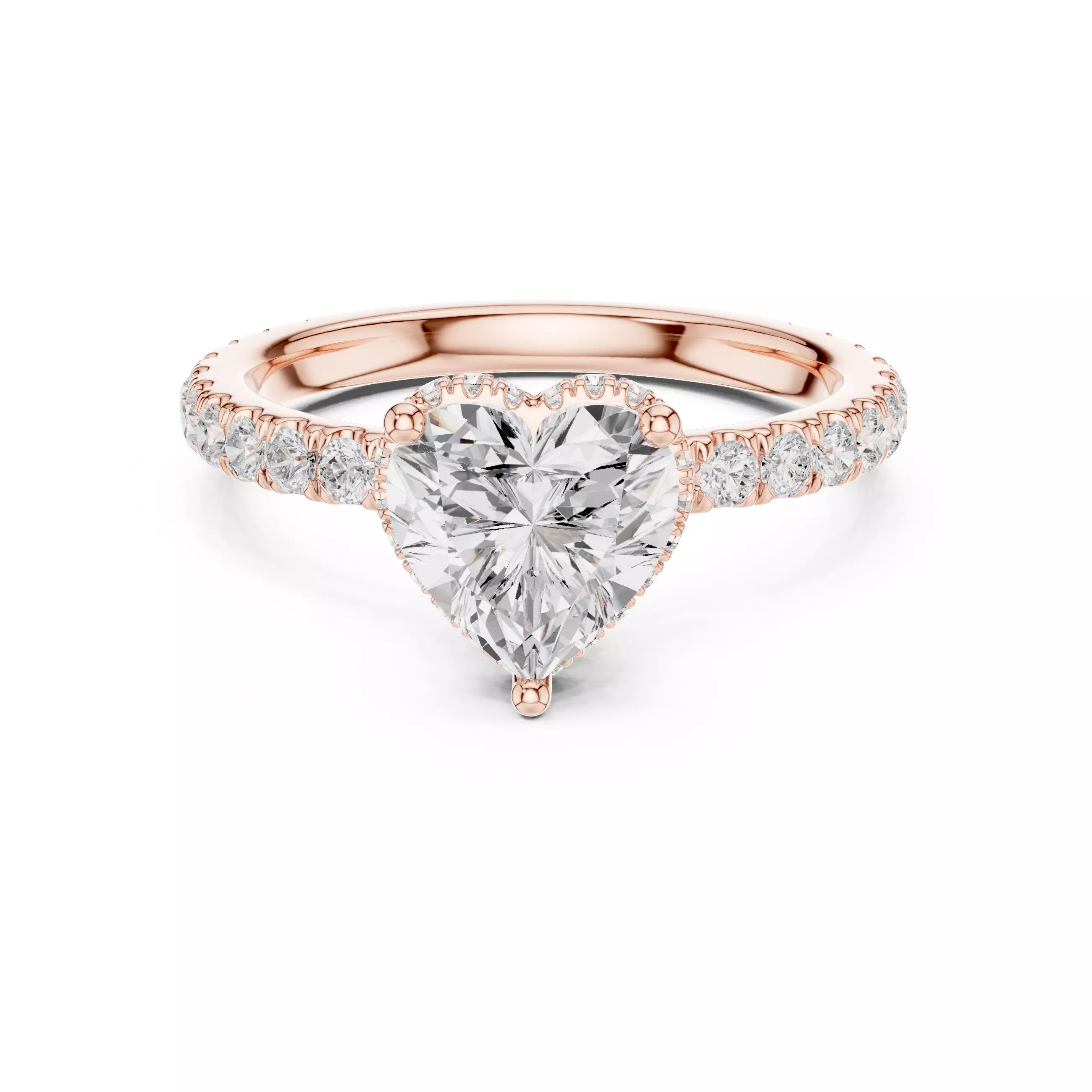 Pavé Solitaire Ring - Heart Cut
