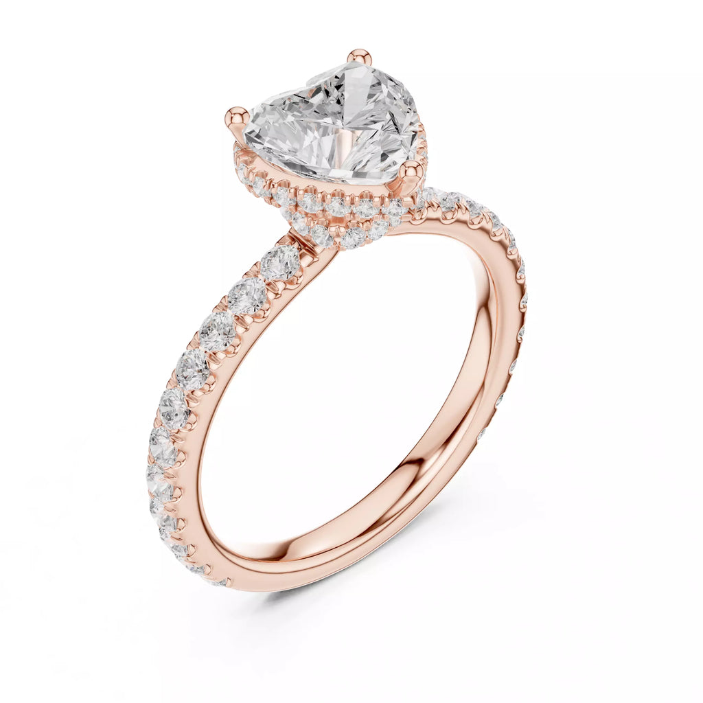 Pavé Solitaire Ring - Heart Cut