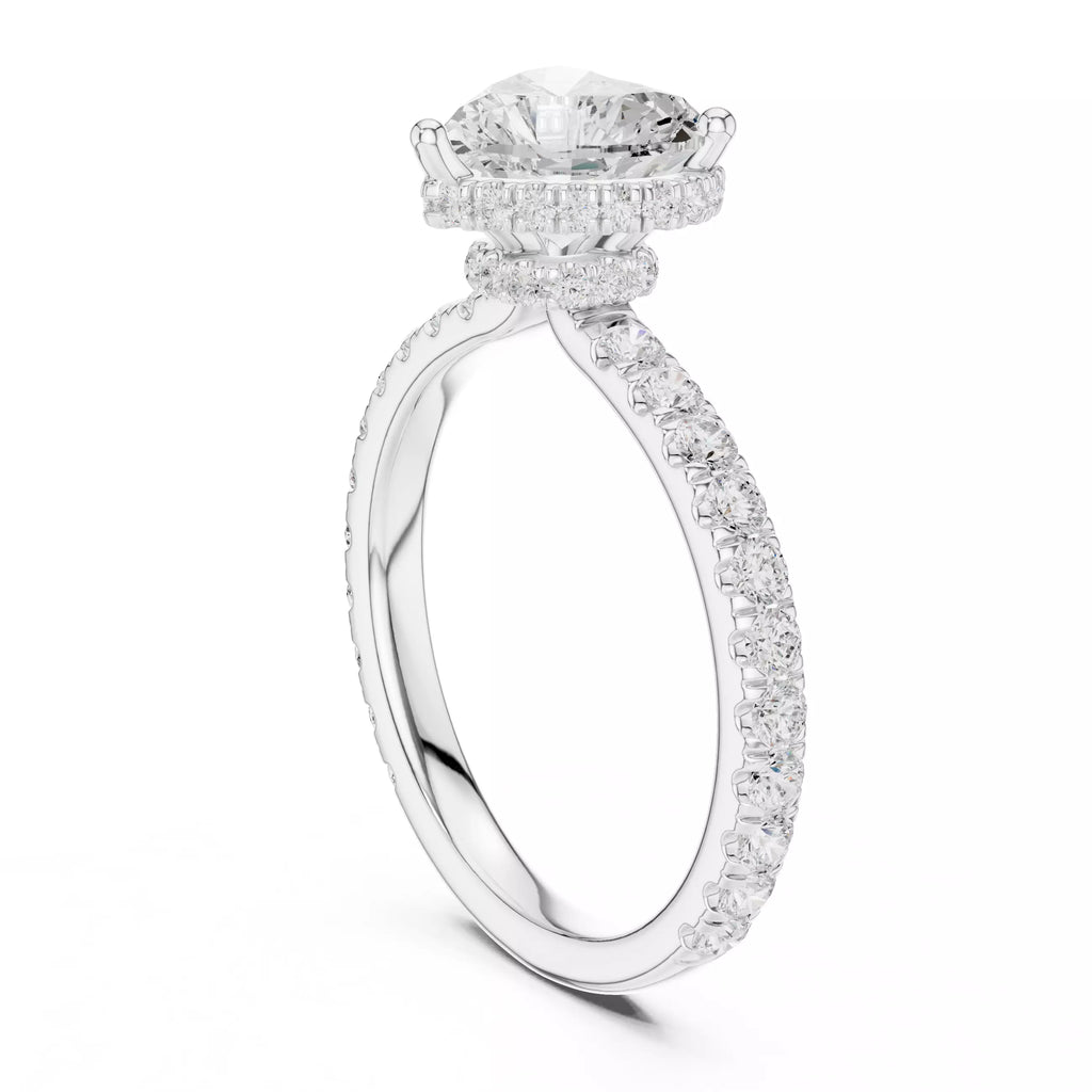 Pavé Solitaire Ring - Heart Cut