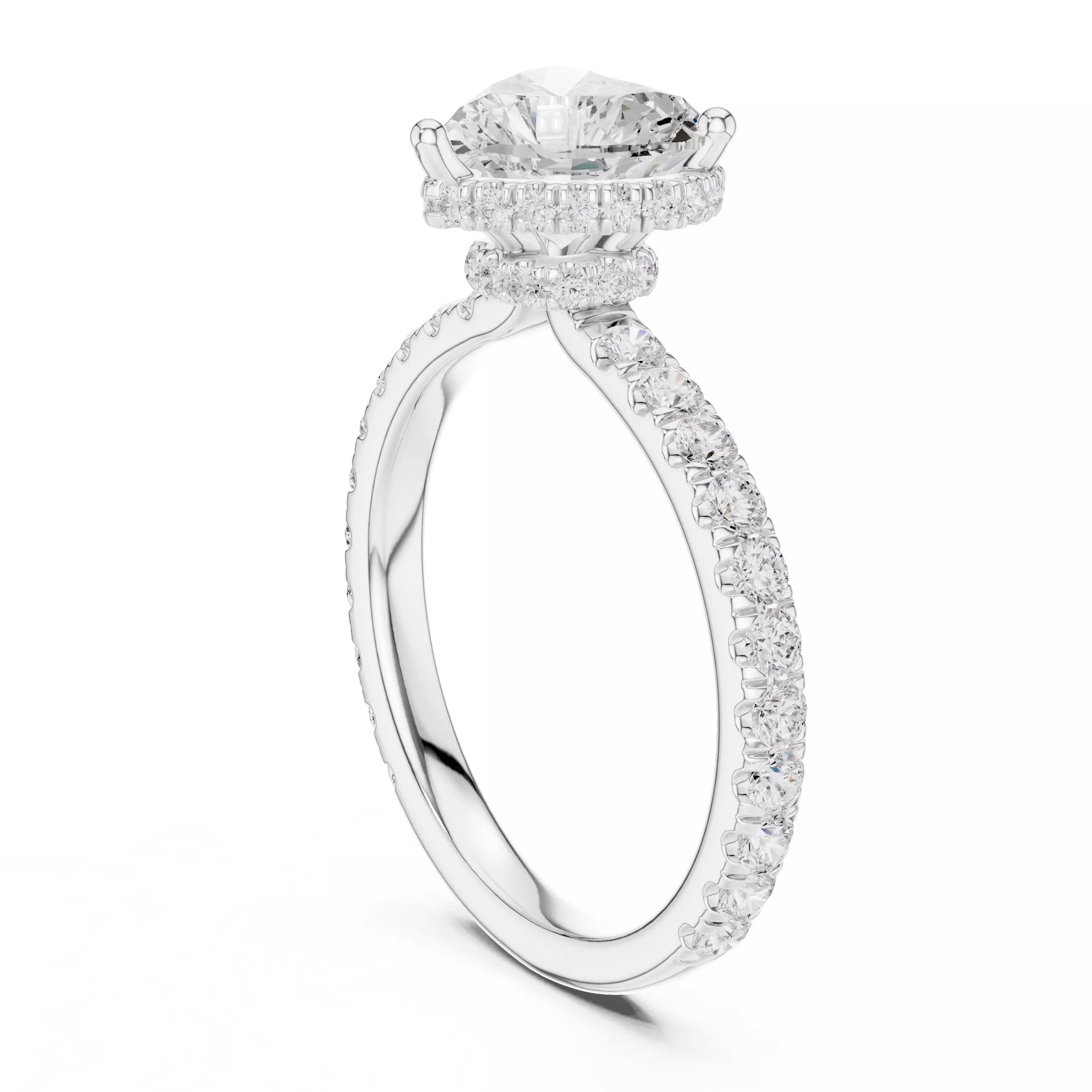Pavé Solitaire Ring - Heart Cut