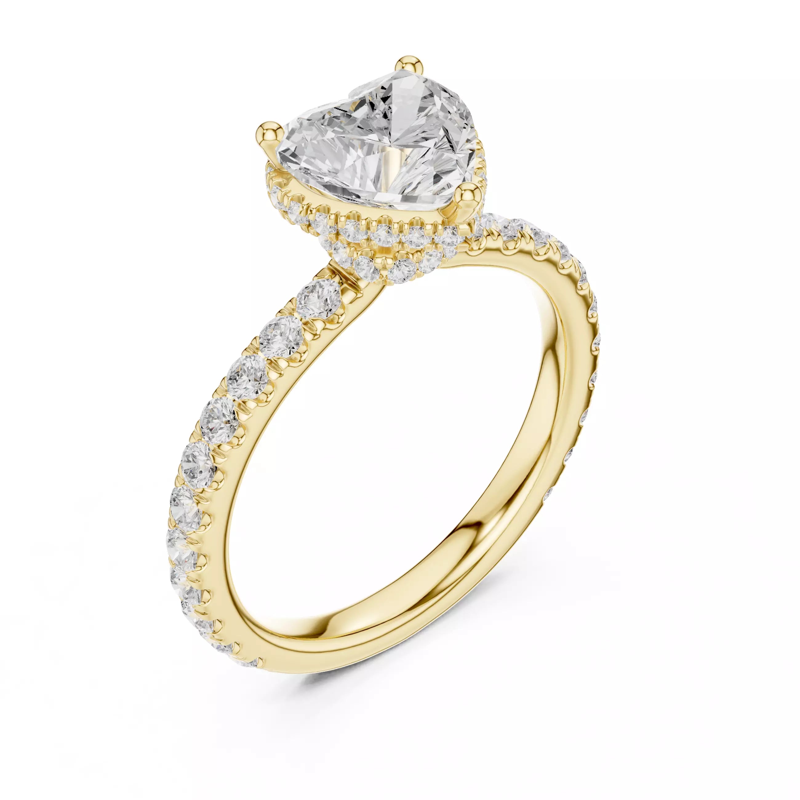 Pavé Solitaire Ring - Heart Cut